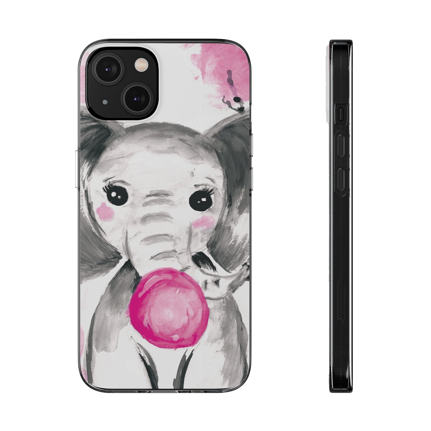 Little Elephant with pink bubblegum without AI - Soft Phone Cases