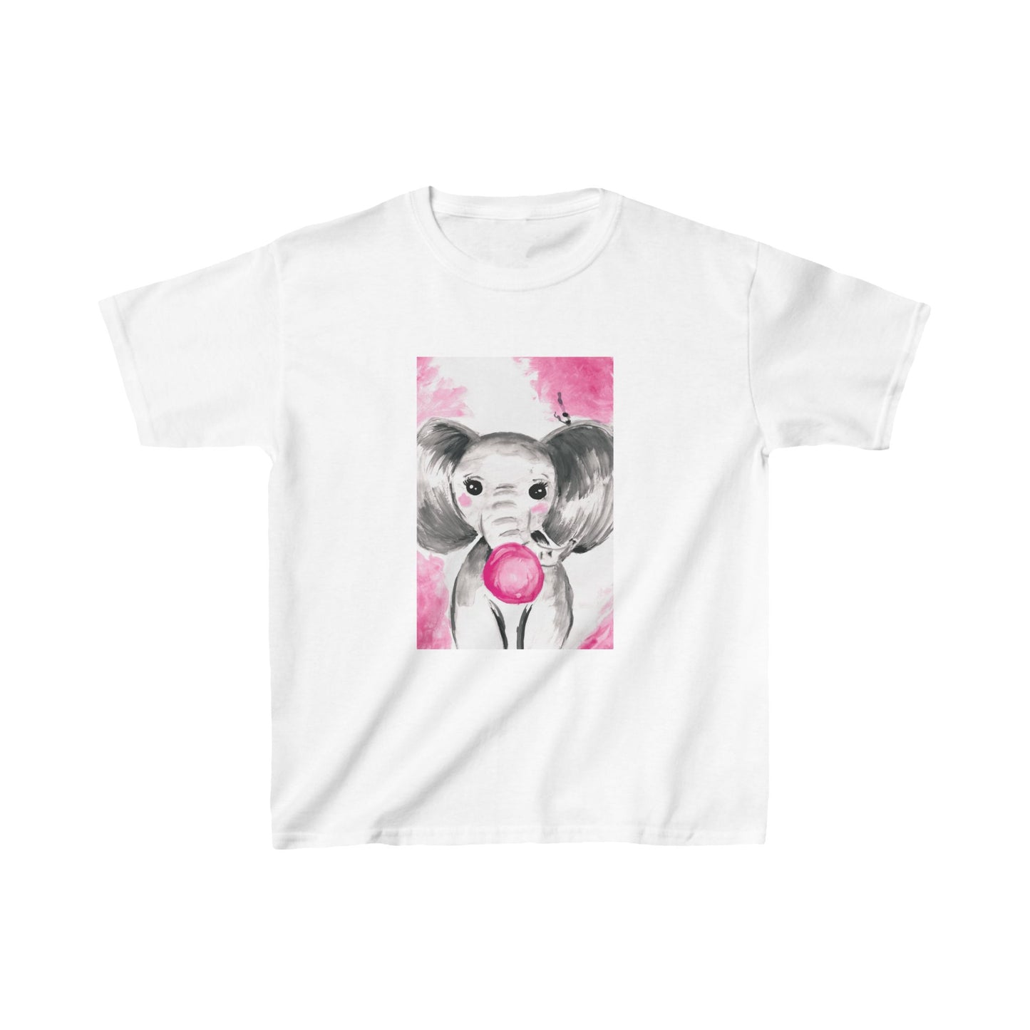 Little Elephant with pink bubblegum without AI - Kids Heavy Cotton™ Tee