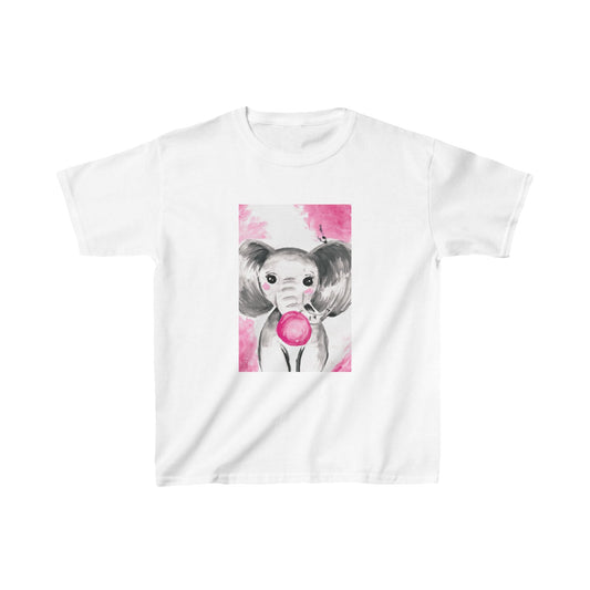 Little Elephant with pink bubblegum without AI - Kids Heavy Cotton™ Tee
