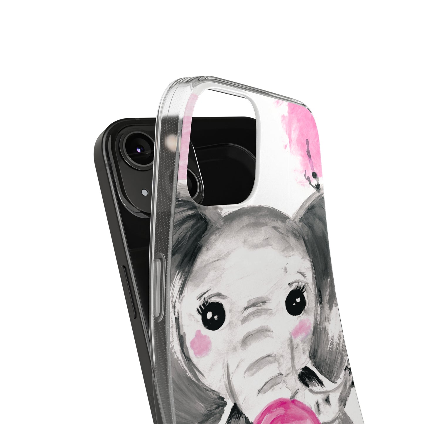 Little Elephant with pink bubblegum without AI - Soft Phone Cases