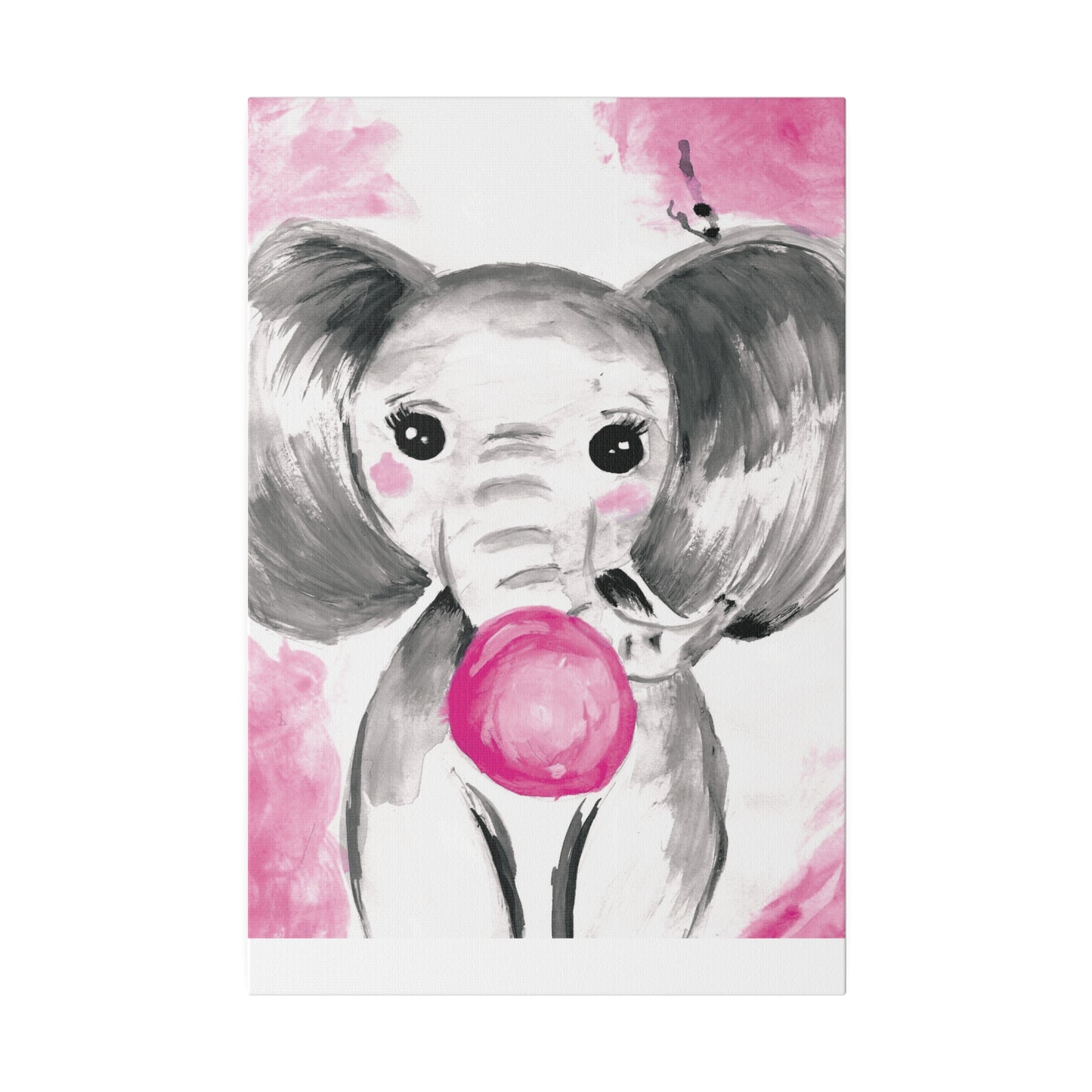 Little Elephant with pink bubblegum without AI - Matte Canvas, Stretched, 0.75"