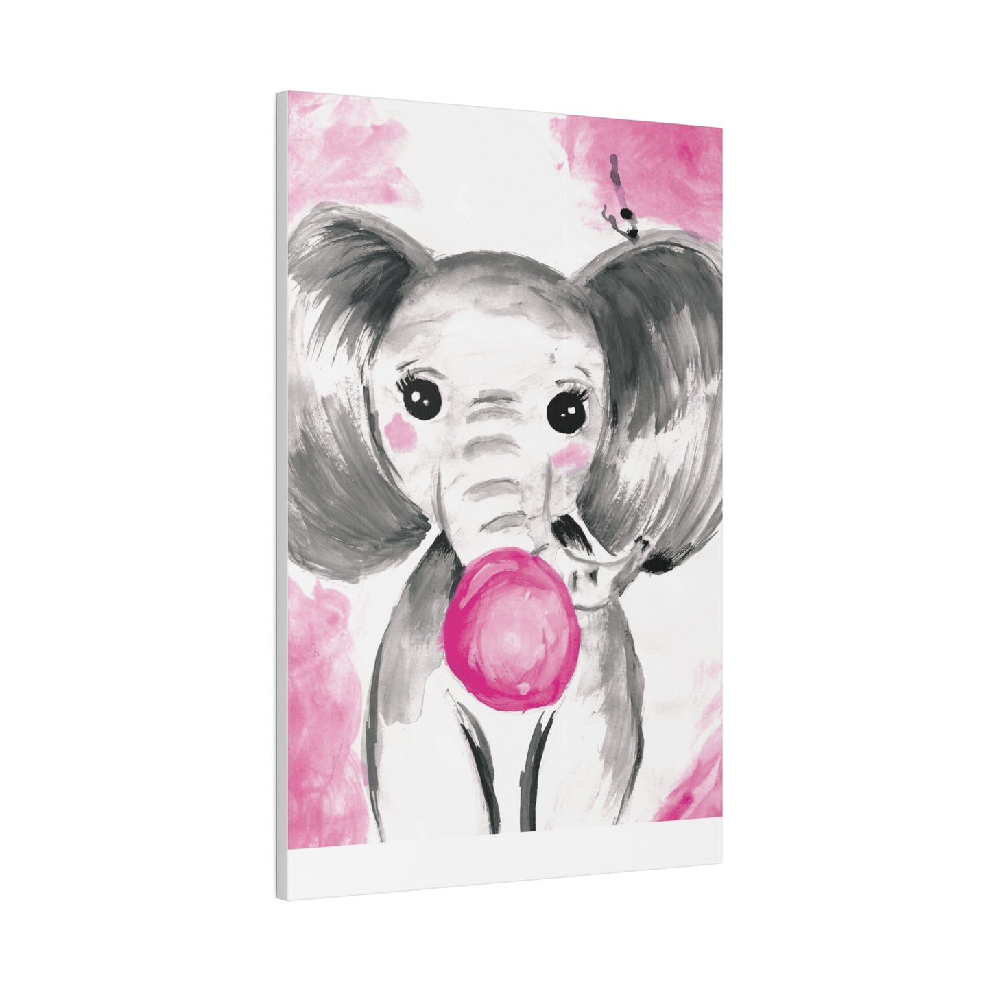 Little Elephant with pink bubblegum without AI - Matte Canvas, Stretched, 0.75"