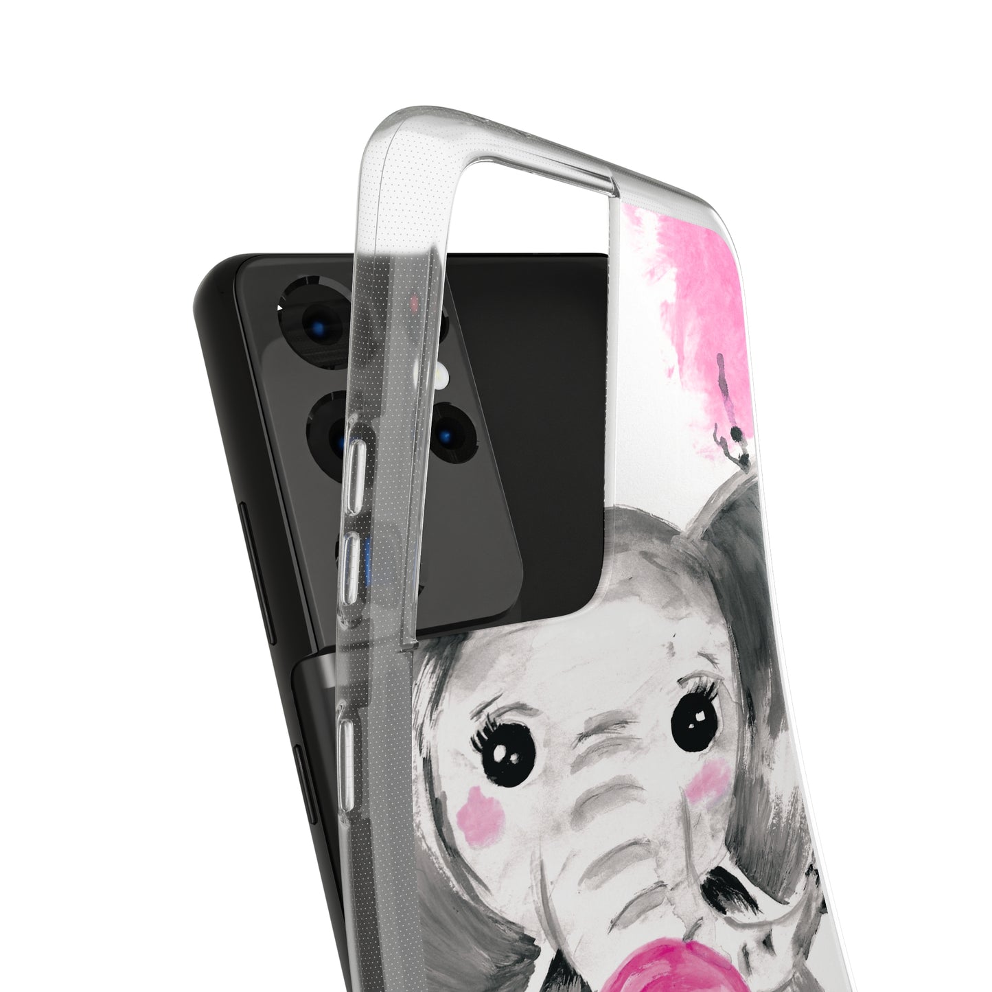 Little Elephant with pink bubblegum without AI - Soft Phone Cases