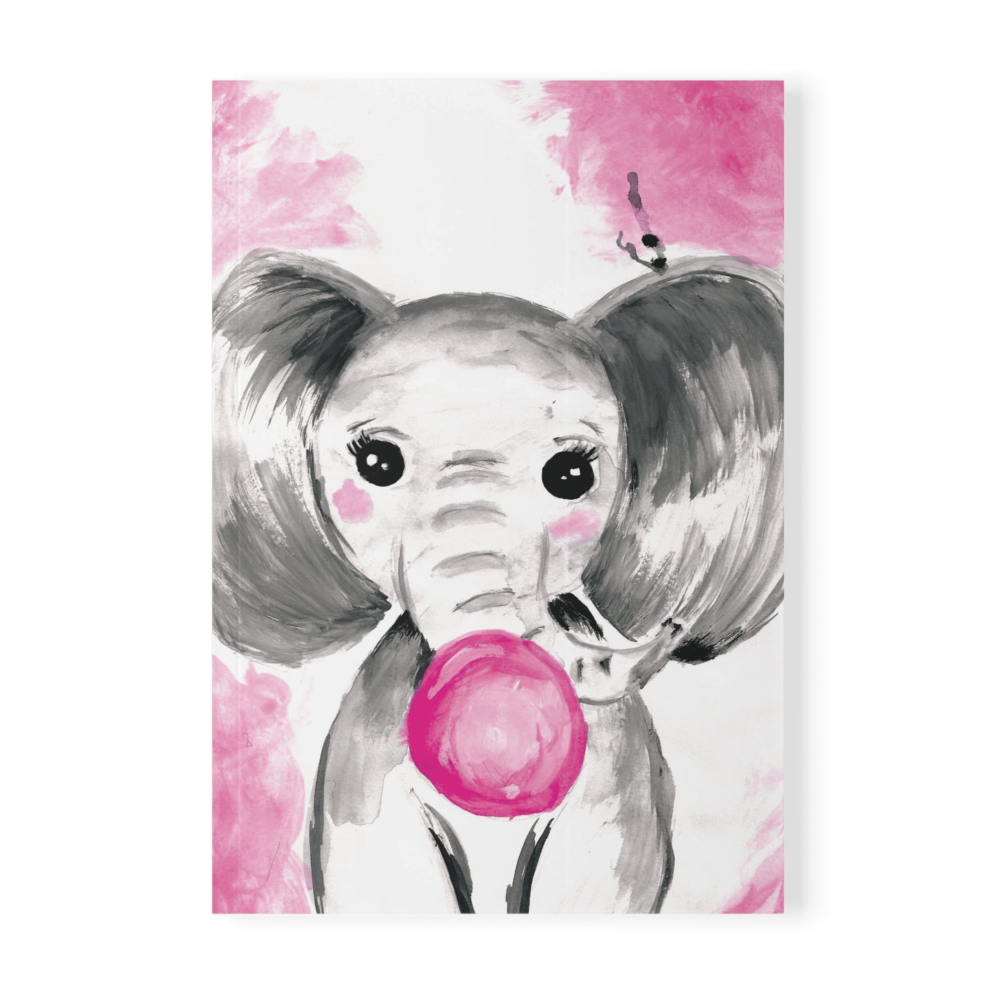 Little Elephant with pink bubblegum without AI - Softcover Notebook, A5