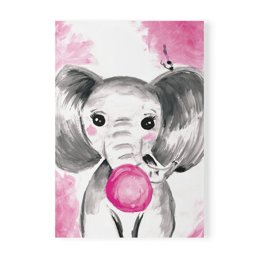 Little Elephant with pink bubblegum without AI - Softcover Notebook, A5