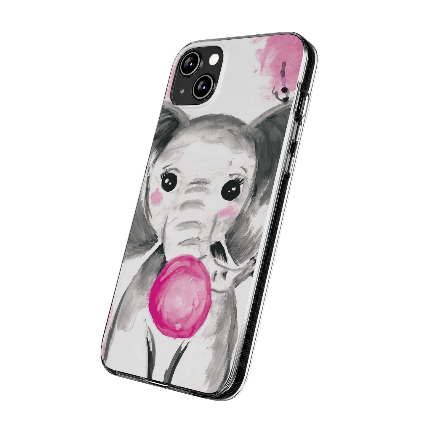 Little Elephant with pink bubblegum without AI - Soft Phone Cases