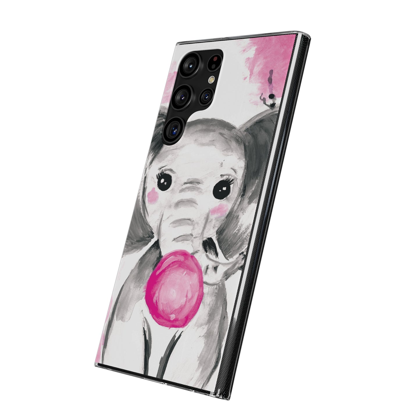 Little Elephant with pink bubblegum without AI - Soft Phone Cases