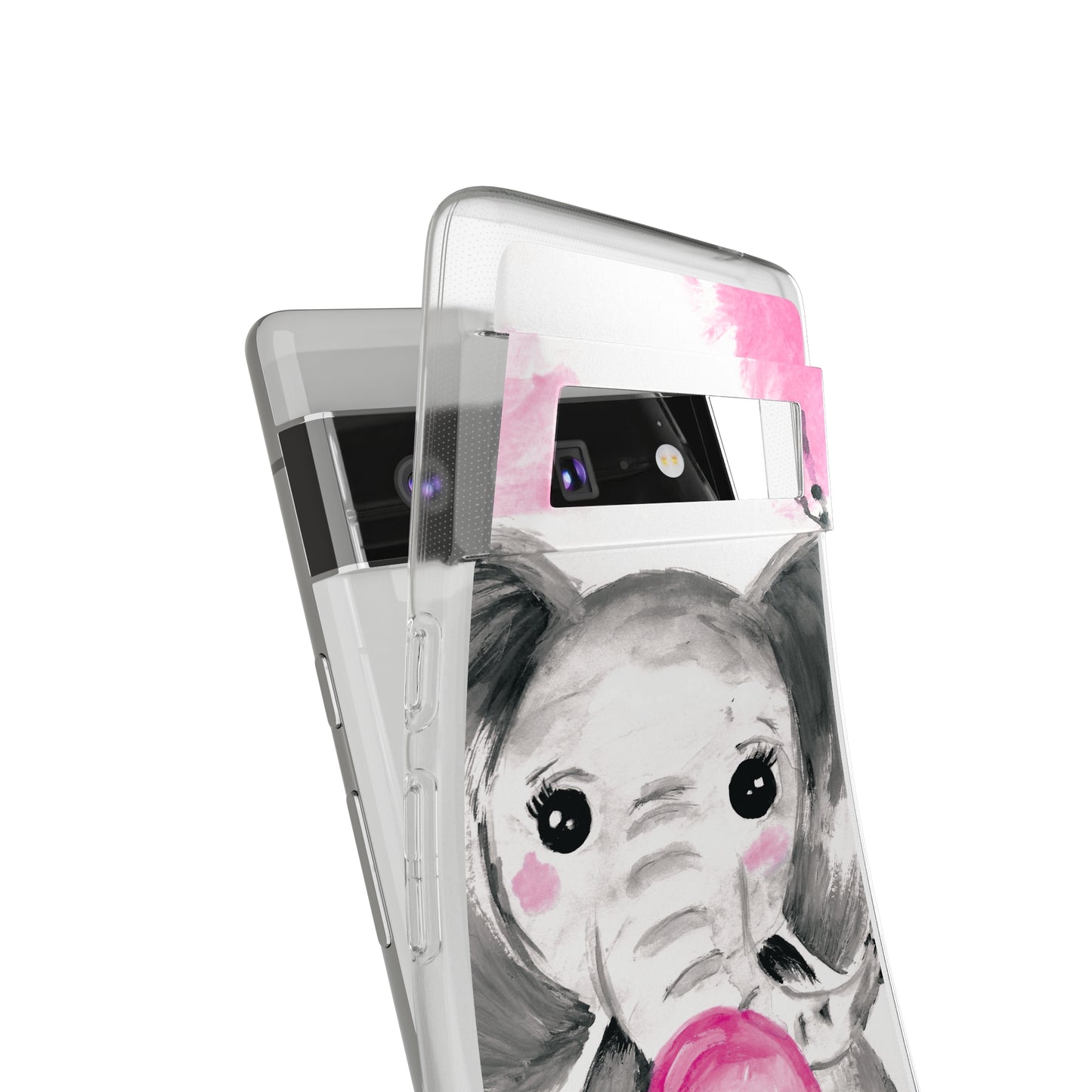 Little Elephant with pink bubblegum without AI - Soft Phone Cases