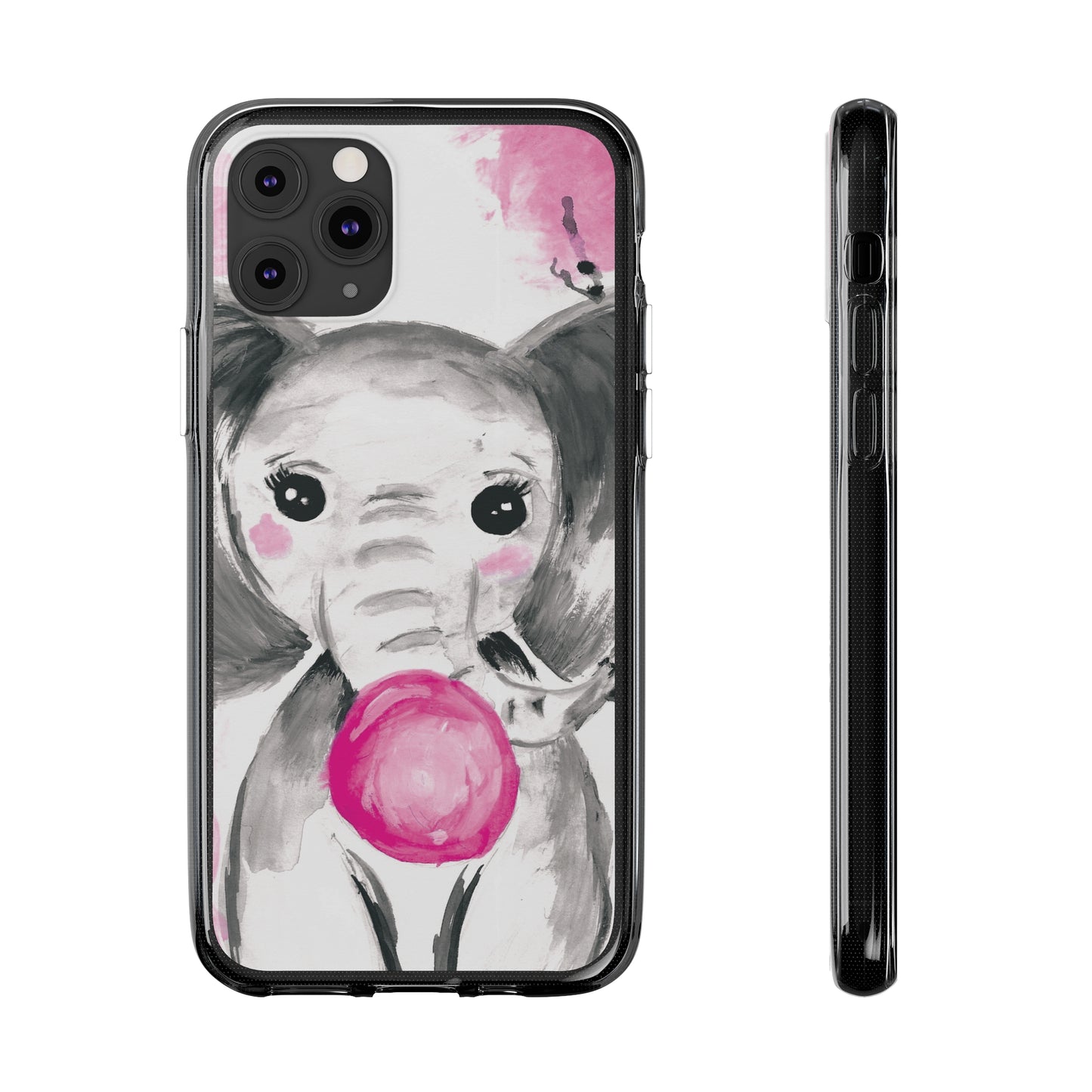 Little Elephant with pink bubblegum without AI - Soft Phone Cases