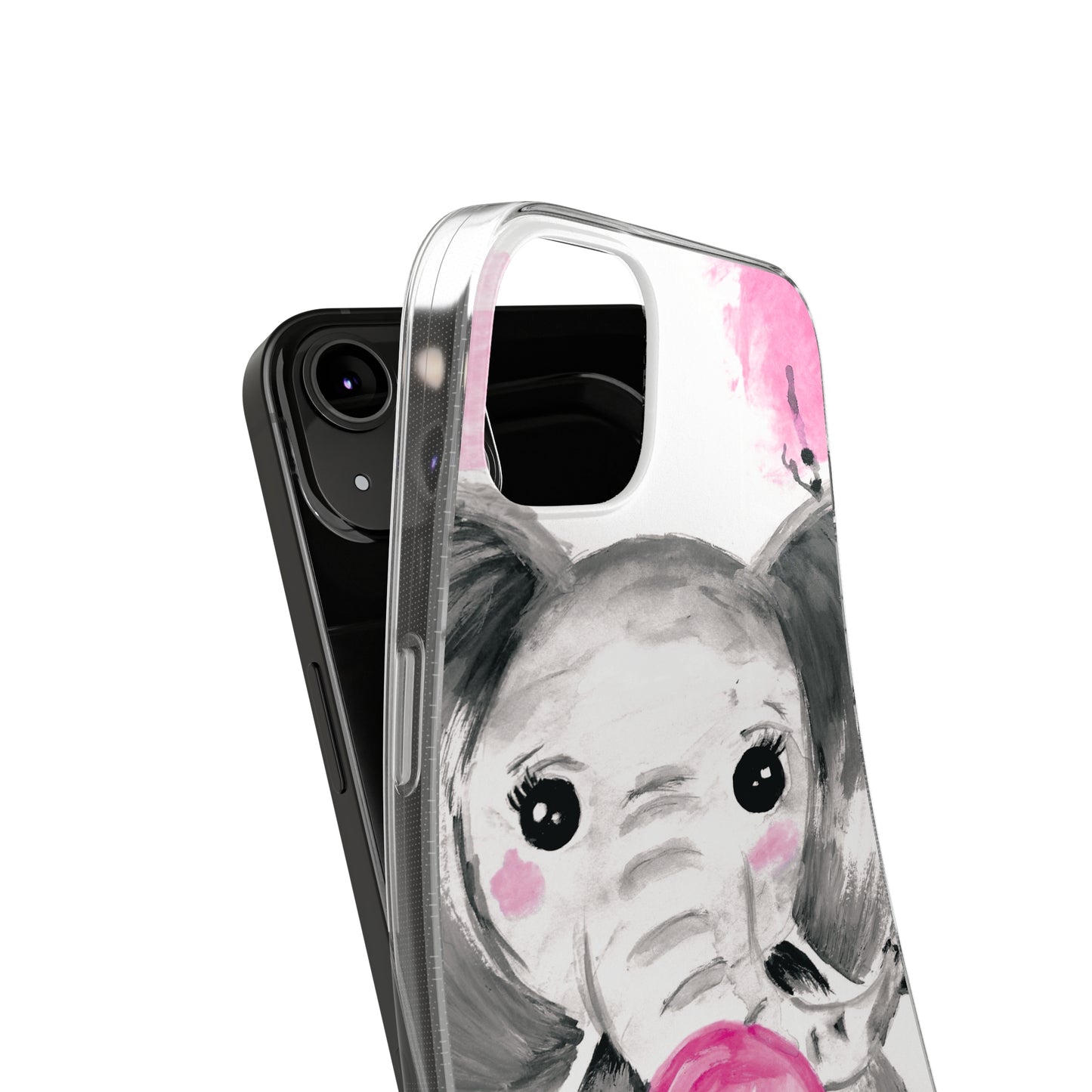 Little Elephant with pink bubblegum without AI - Soft Phone Cases