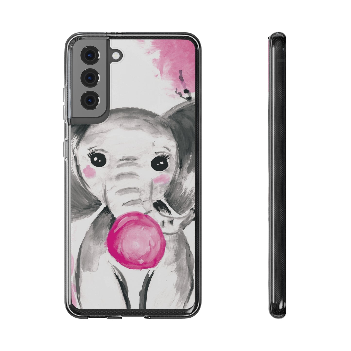 Little Elephant with pink bubblegum without AI - Soft Phone Cases