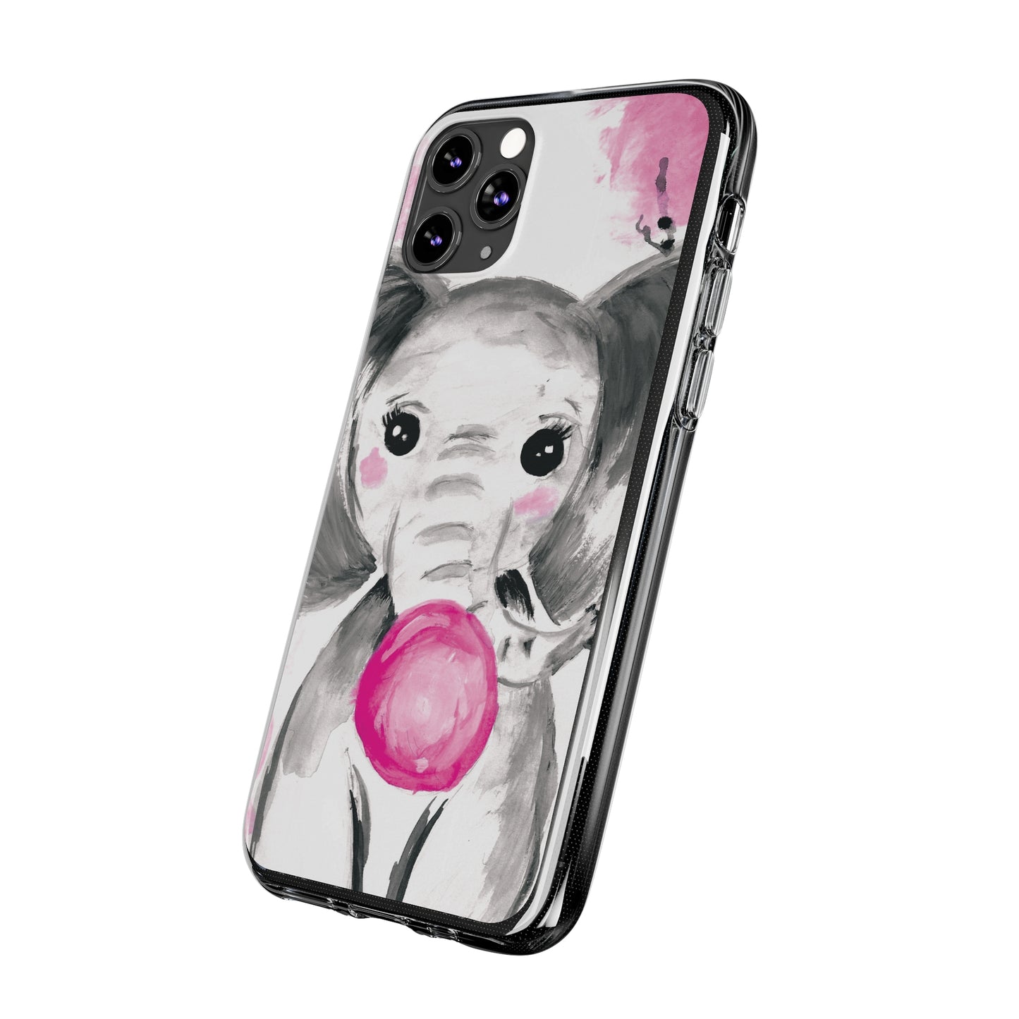Little Elephant with pink bubblegum without AI - Soft Phone Cases