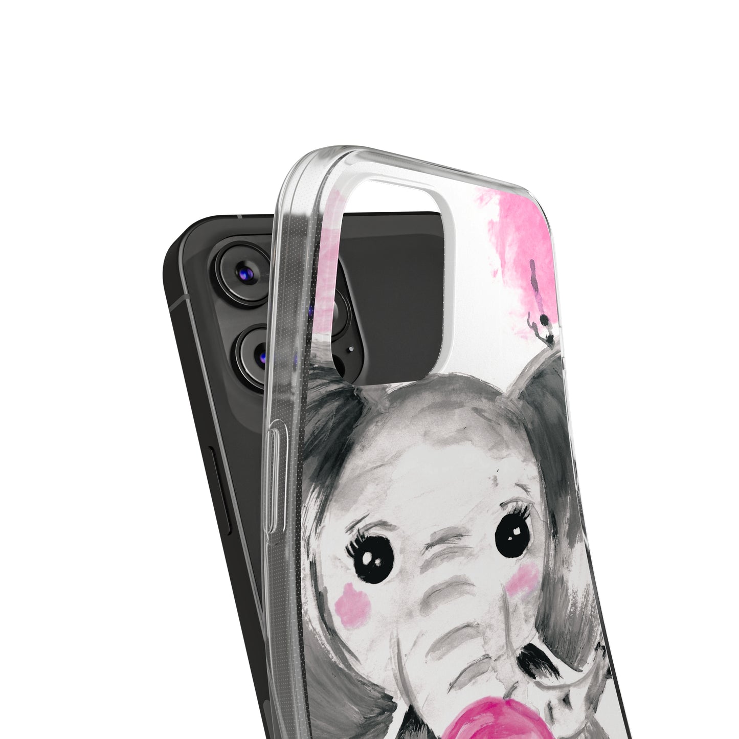 Little Elephant with pink bubblegum without AI - Soft Phone Cases