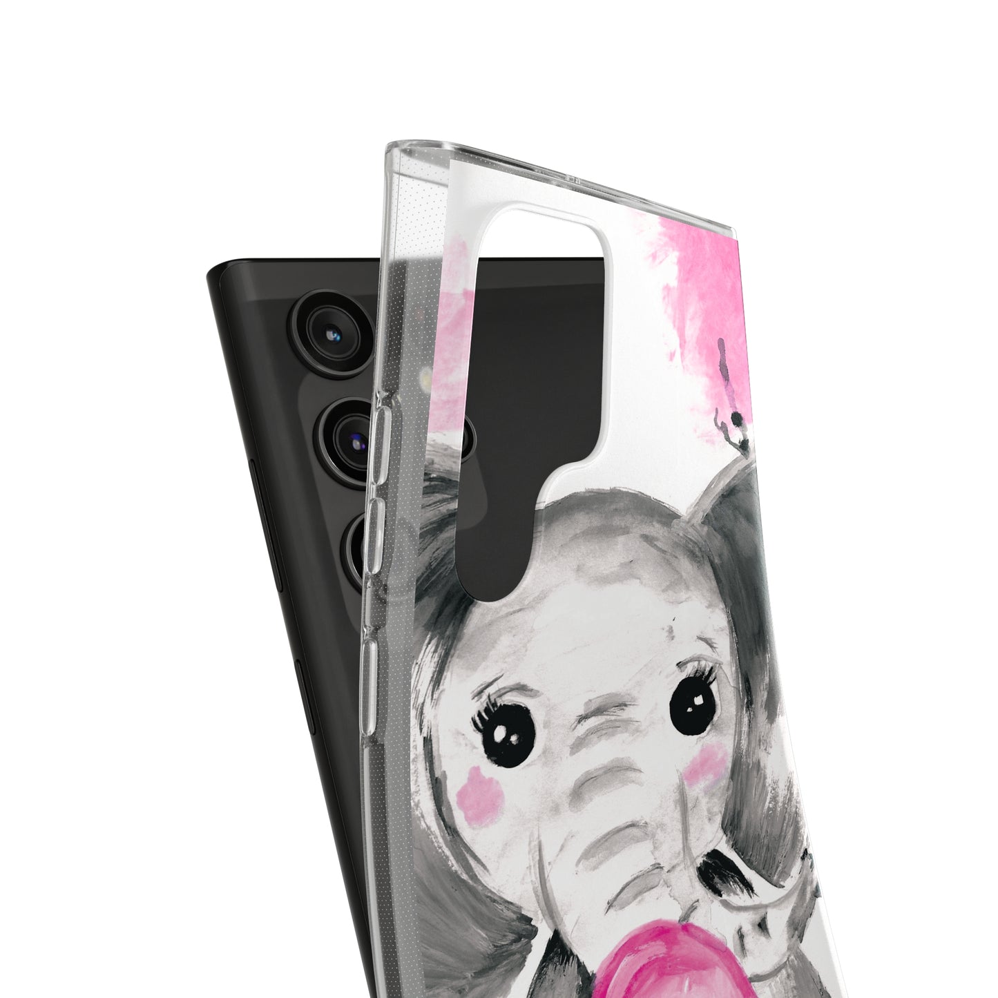 Little Elephant with pink bubblegum without AI - Soft Phone Cases
