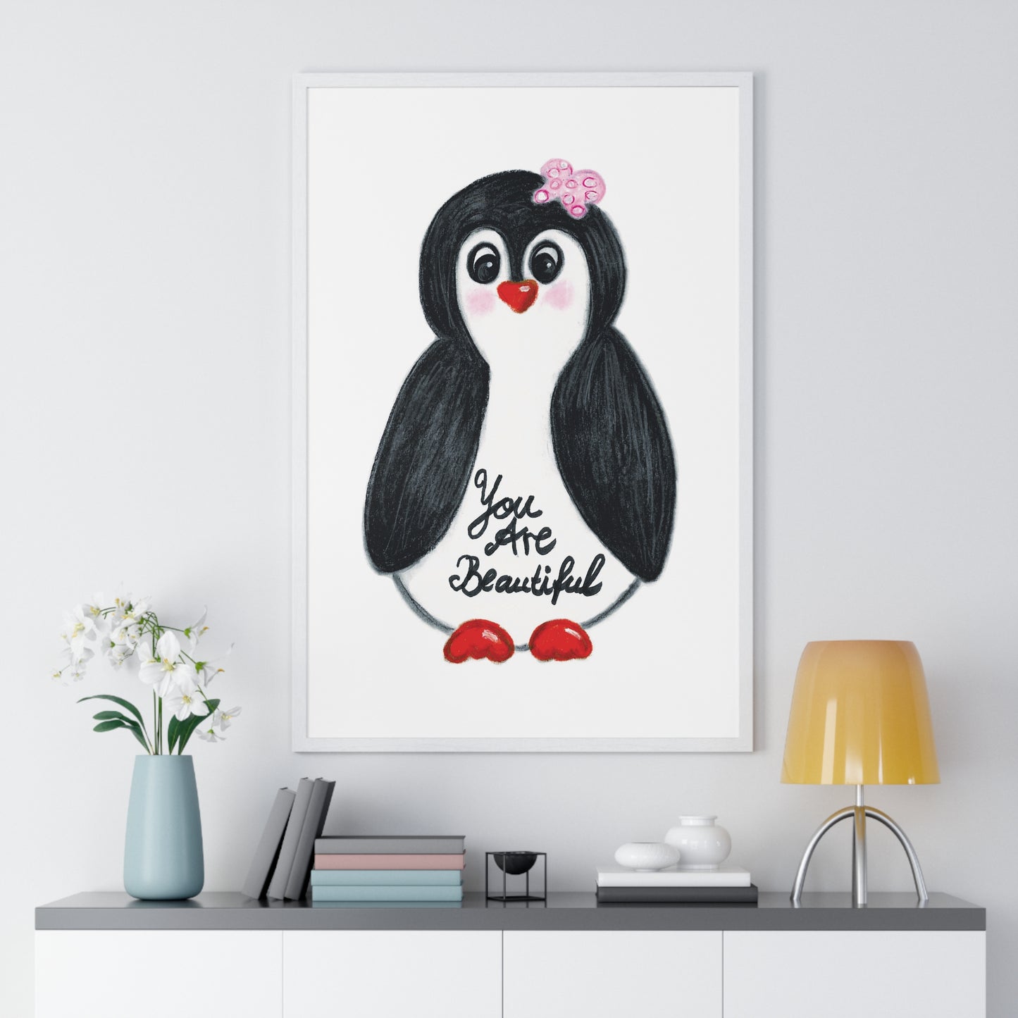 Little penguin beautiful - Vertical Framed Poster