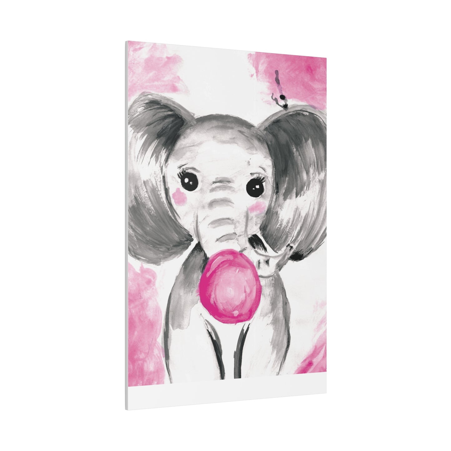 Little Elephant with pink bubblegum without AI - Matte Canvas, Stretched, 0.75"
