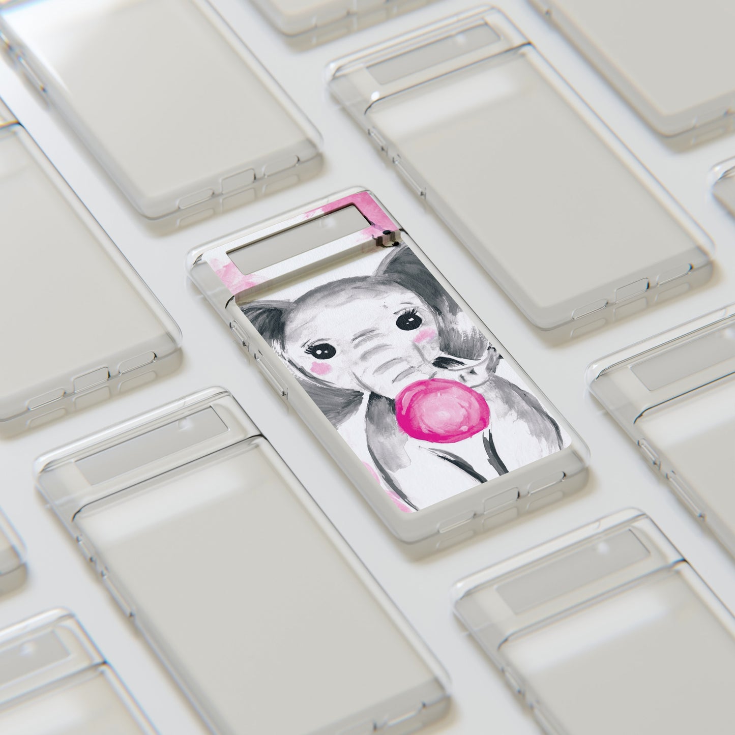 Little Elephant with pink bubblegum without AI - Soft Phone Cases