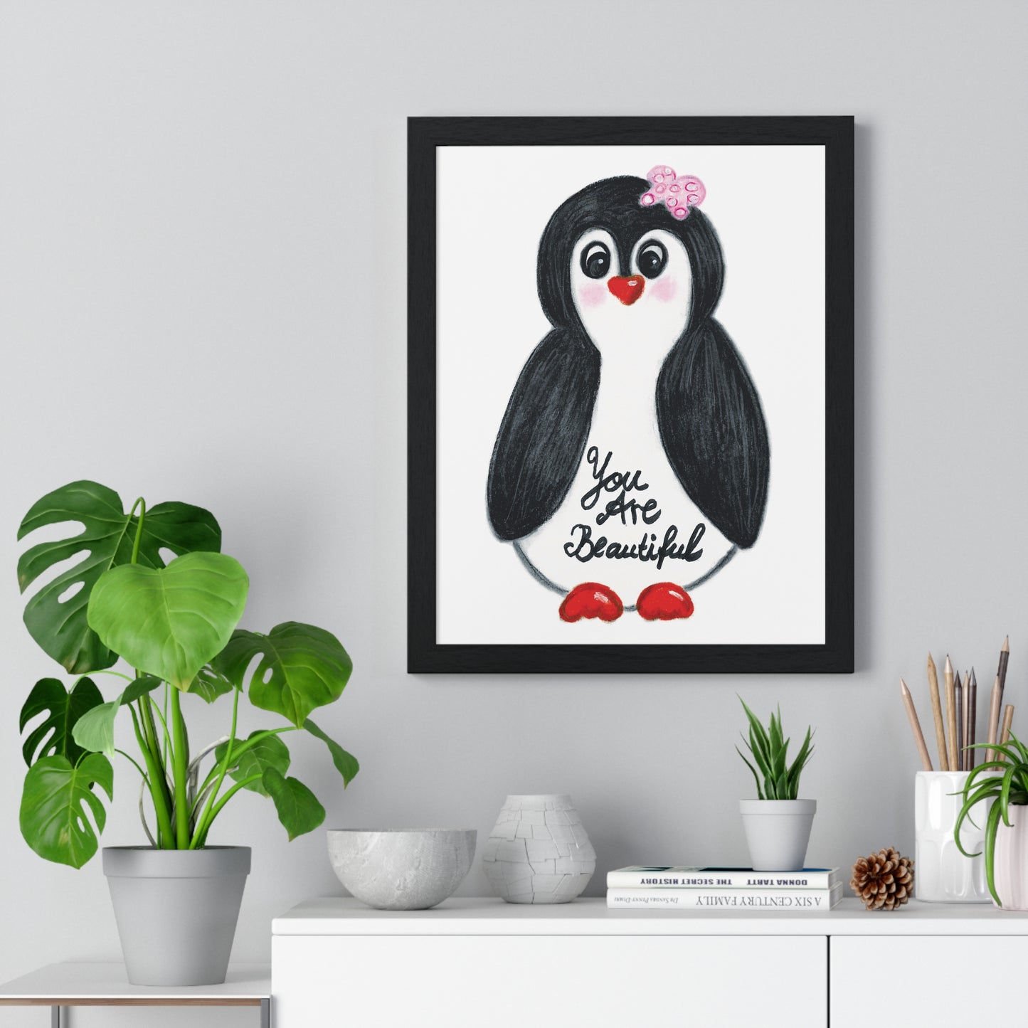 Little penguin beautiful - Vertical Framed Poster