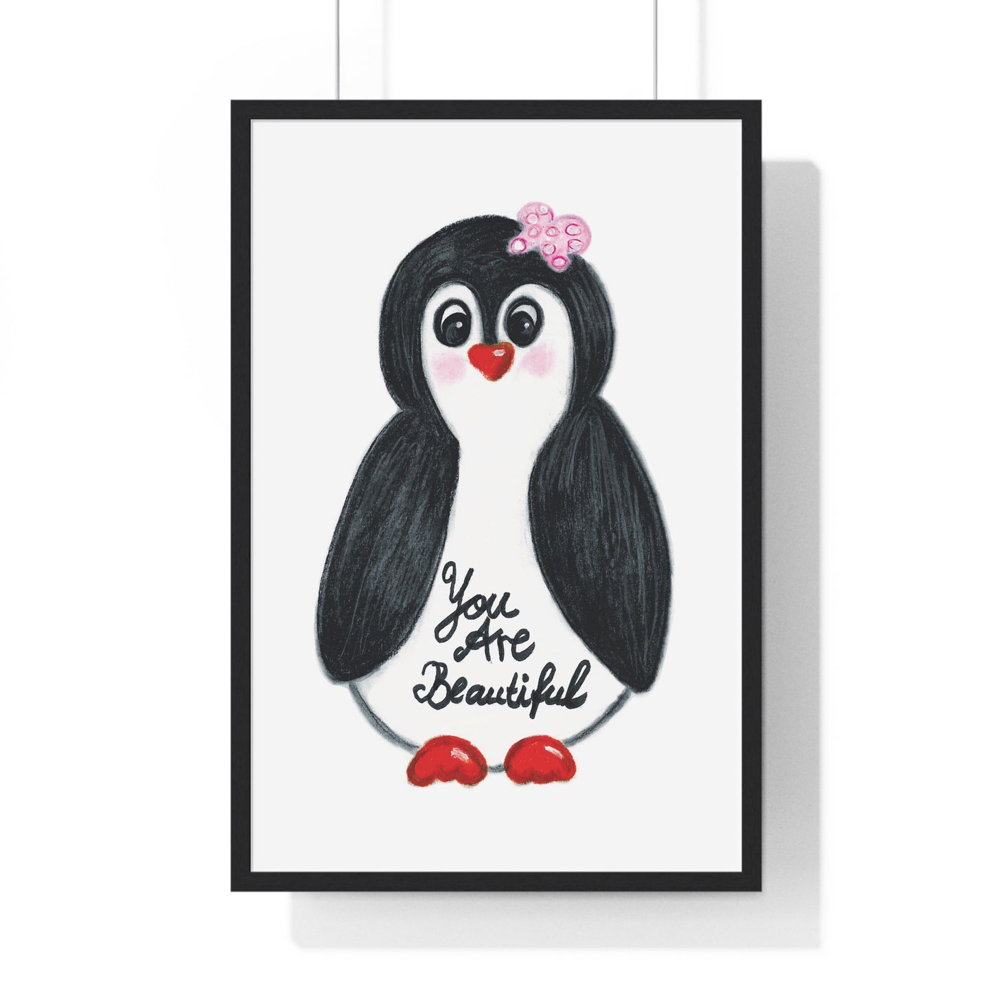 Little penguin beautiful - Vertical Framed Poster