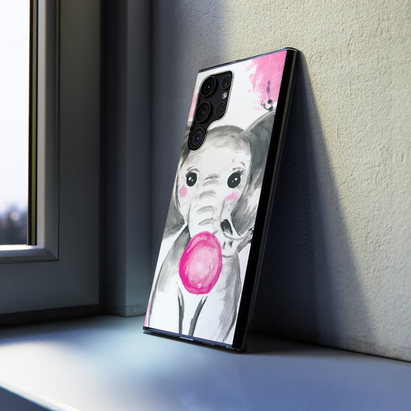 Little Elephant with pink bubblegum without AI - Soft Phone Cases