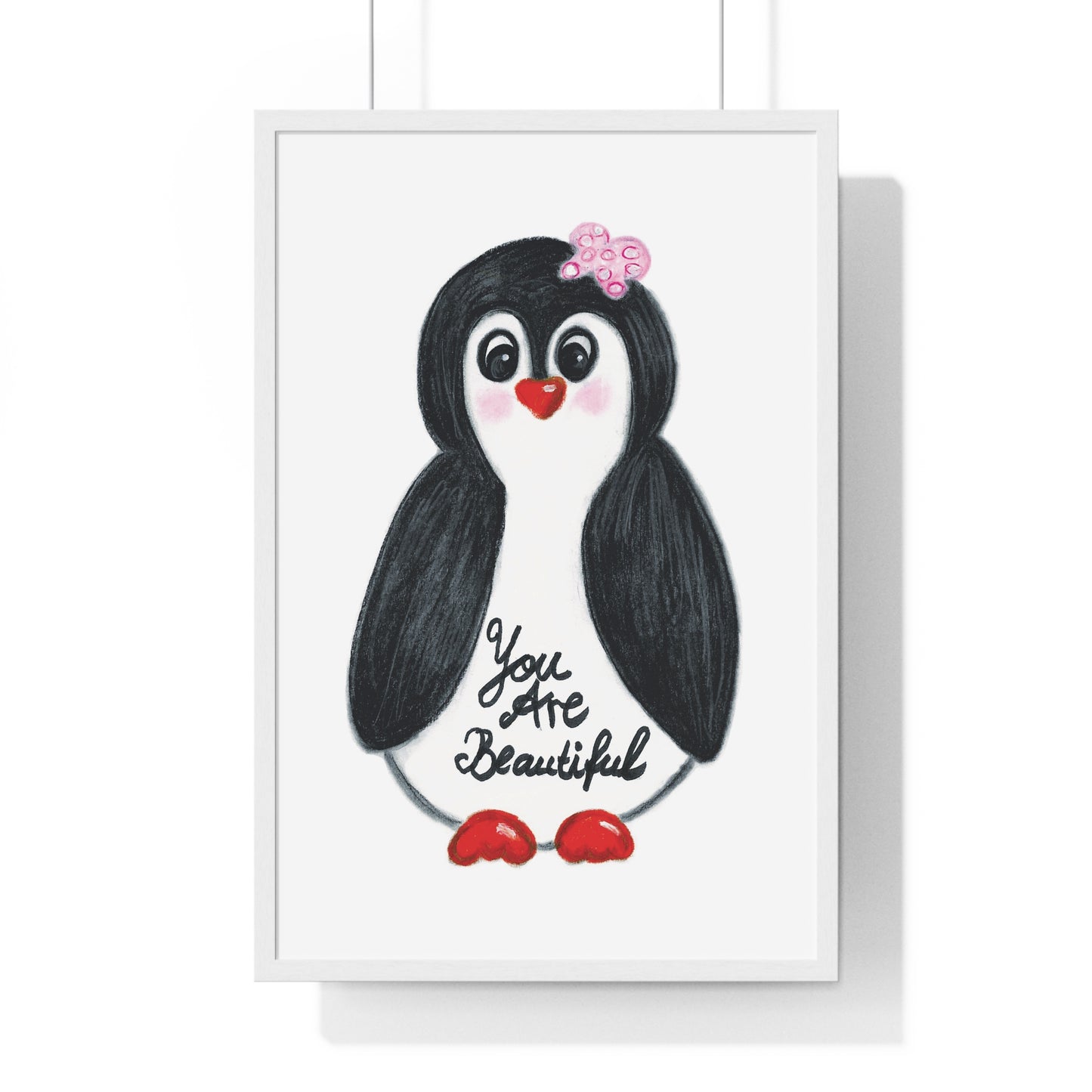Little penguin beautiful - Vertical Framed Poster