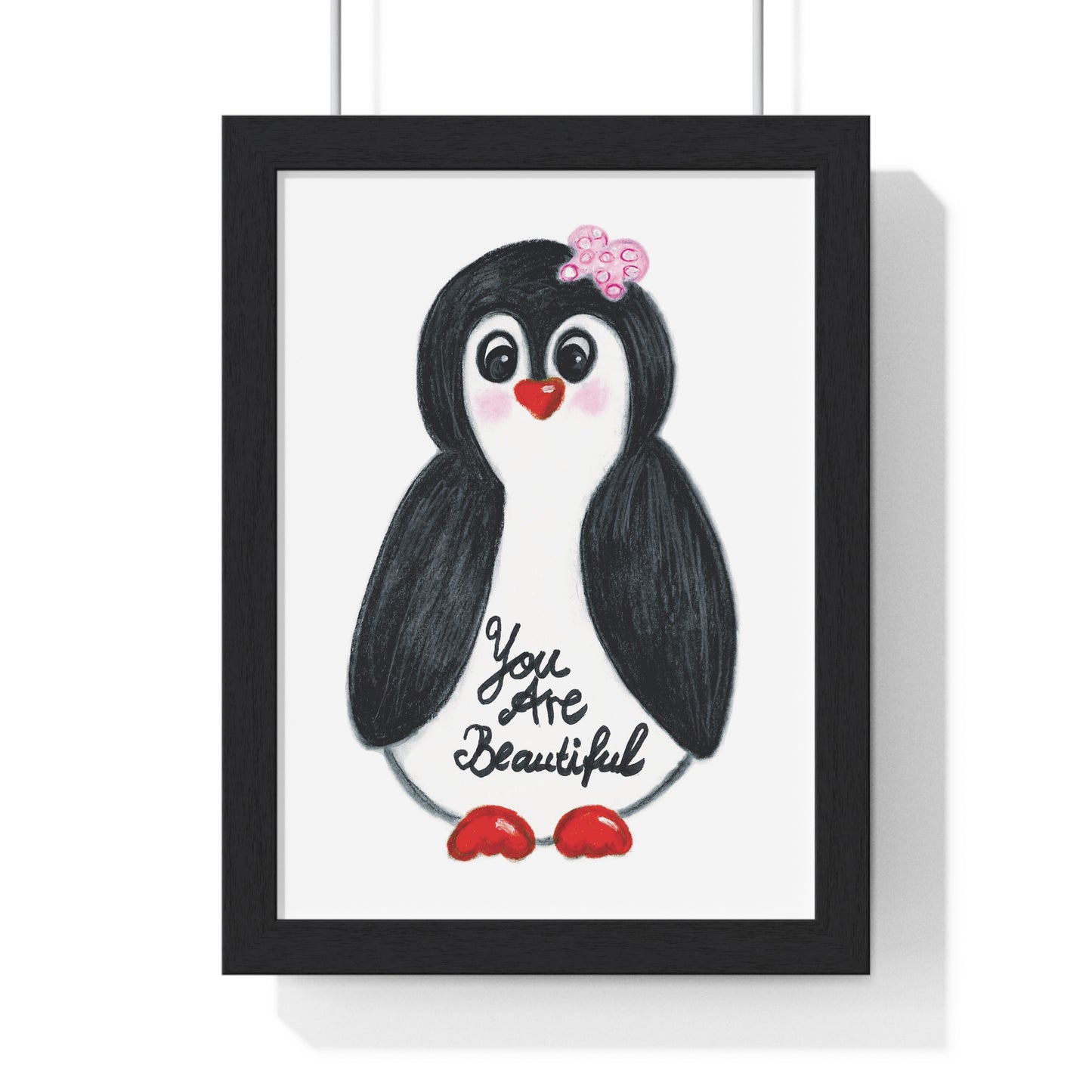 Little penguin beautiful - Vertical Framed Poster