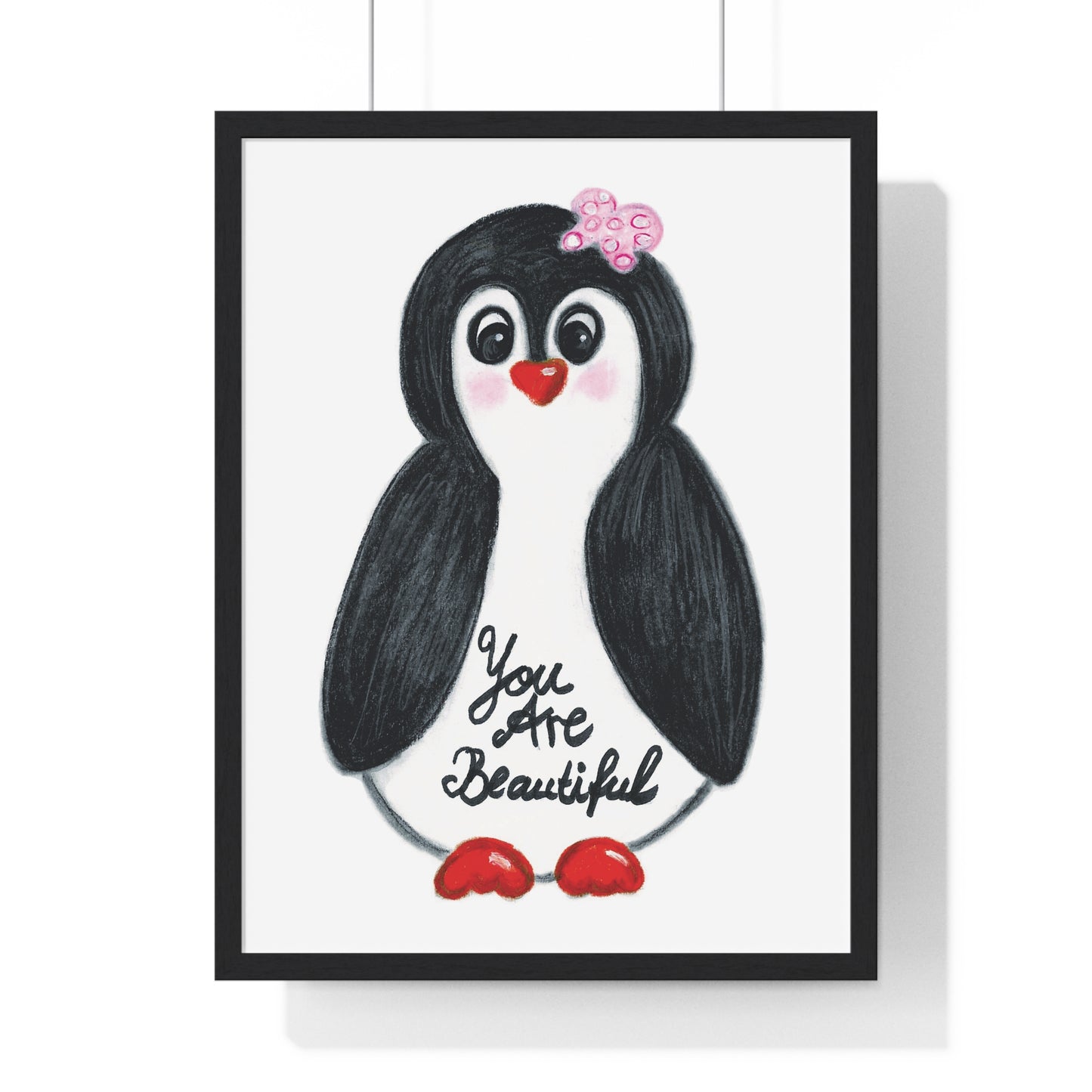 Little penguin beautiful - Vertical Framed Poster