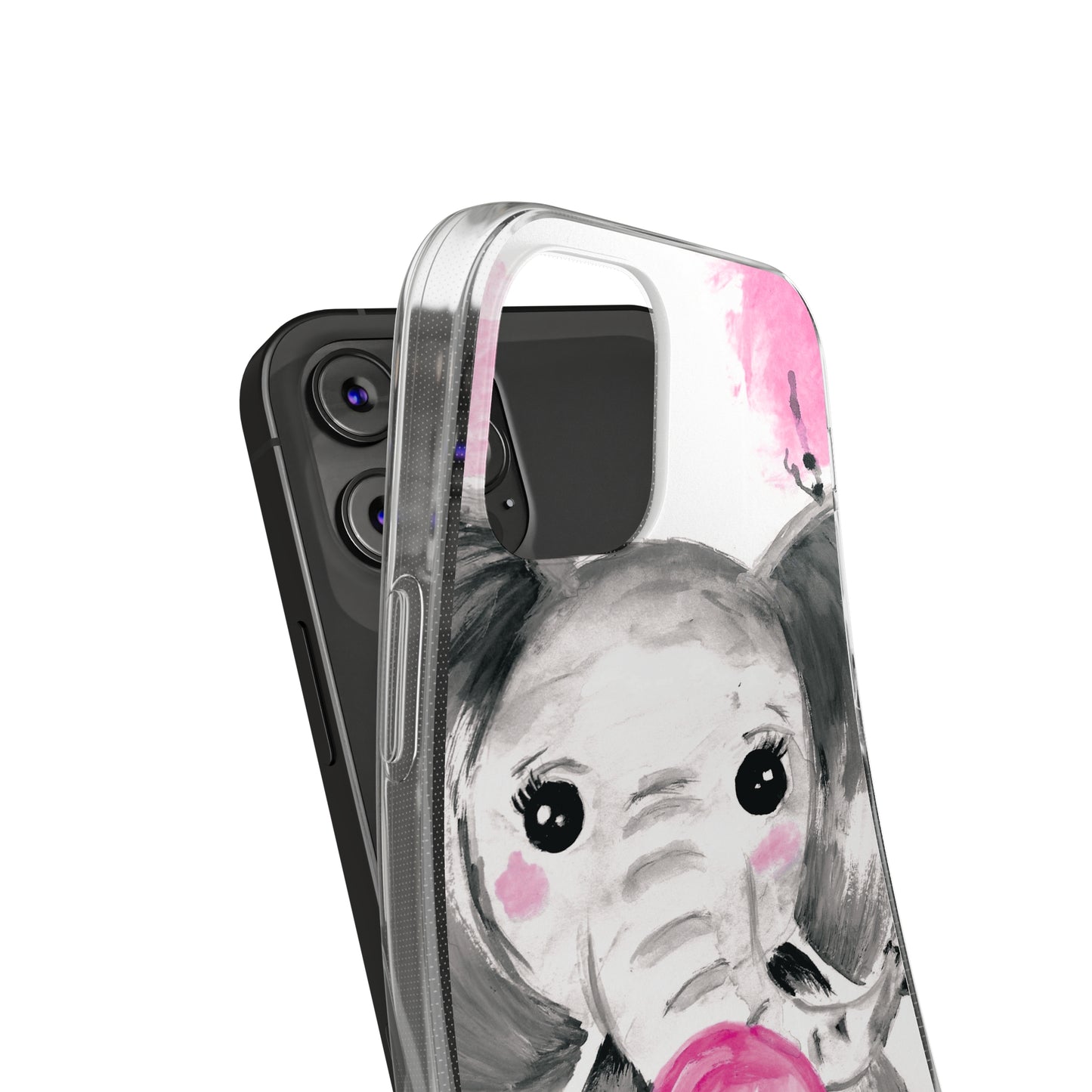 Little Elephant with pink bubblegum without AI - Soft Phone Cases