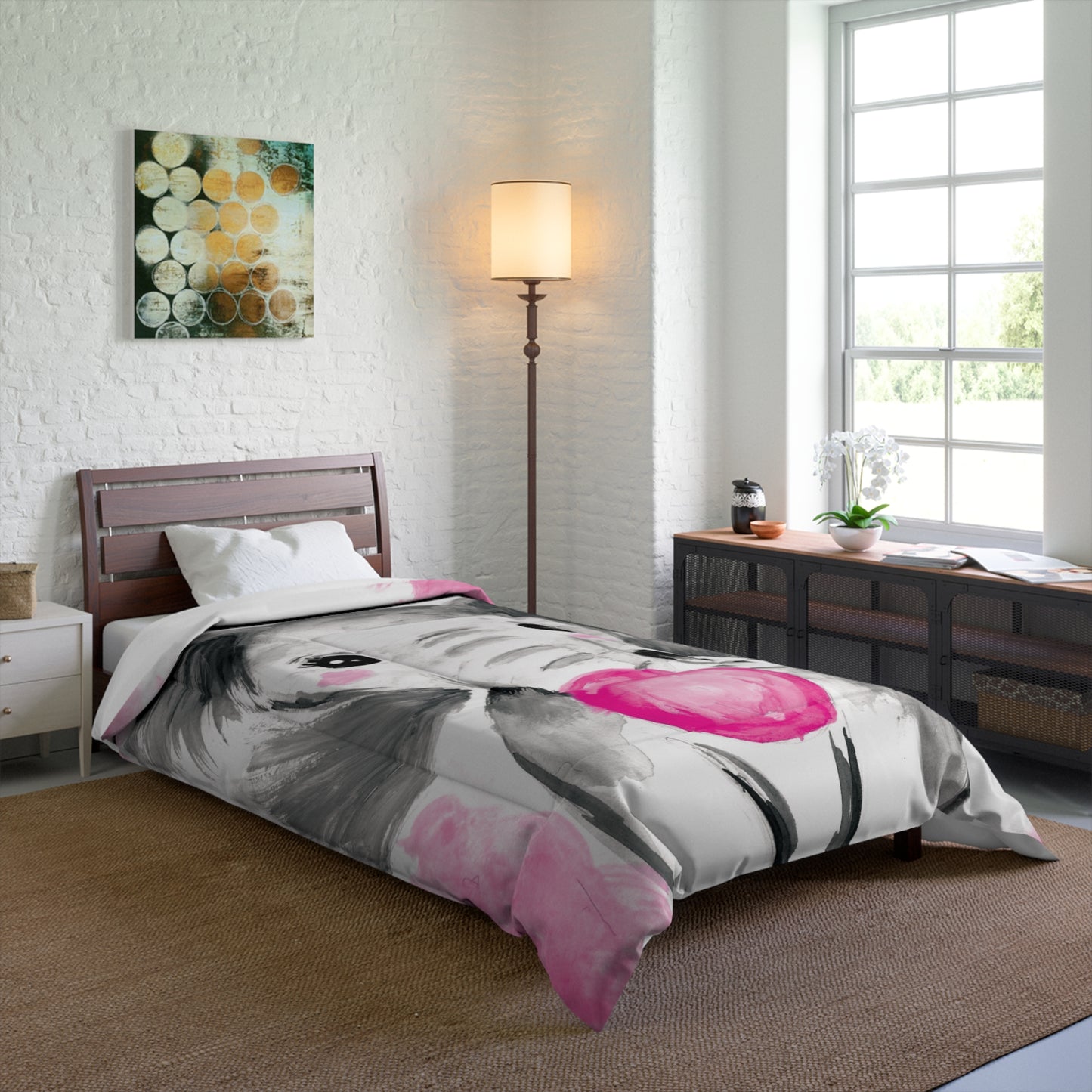 Little Elephant with pink bubblegum without AI - Comforter