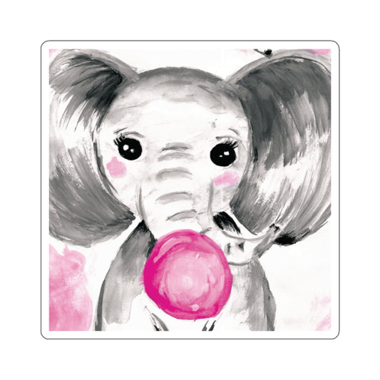Little Elephant with pink bubblegum without AI - Kiss-Cut Stickers