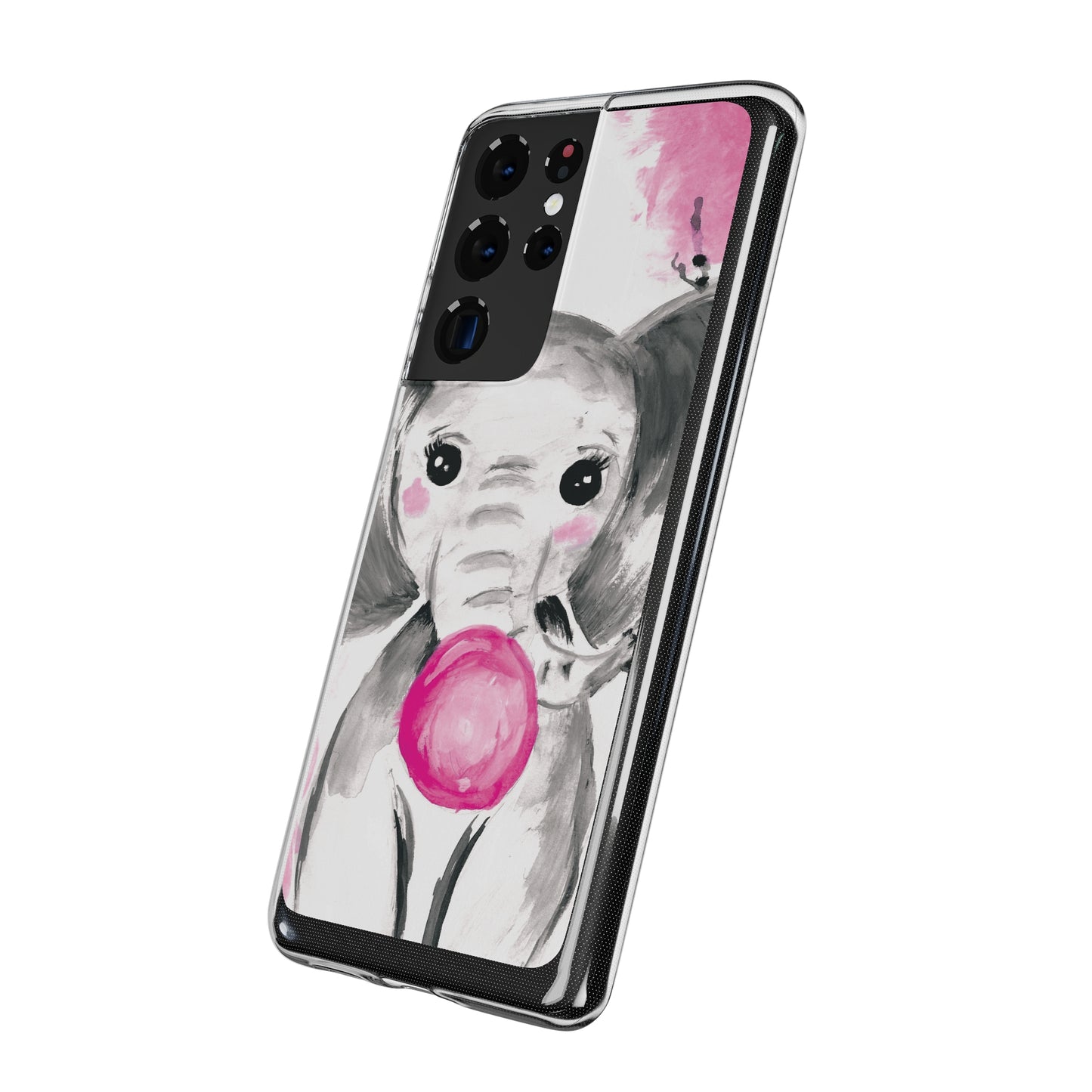 Little Elephant with pink bubblegum without AI - Soft Phone Cases