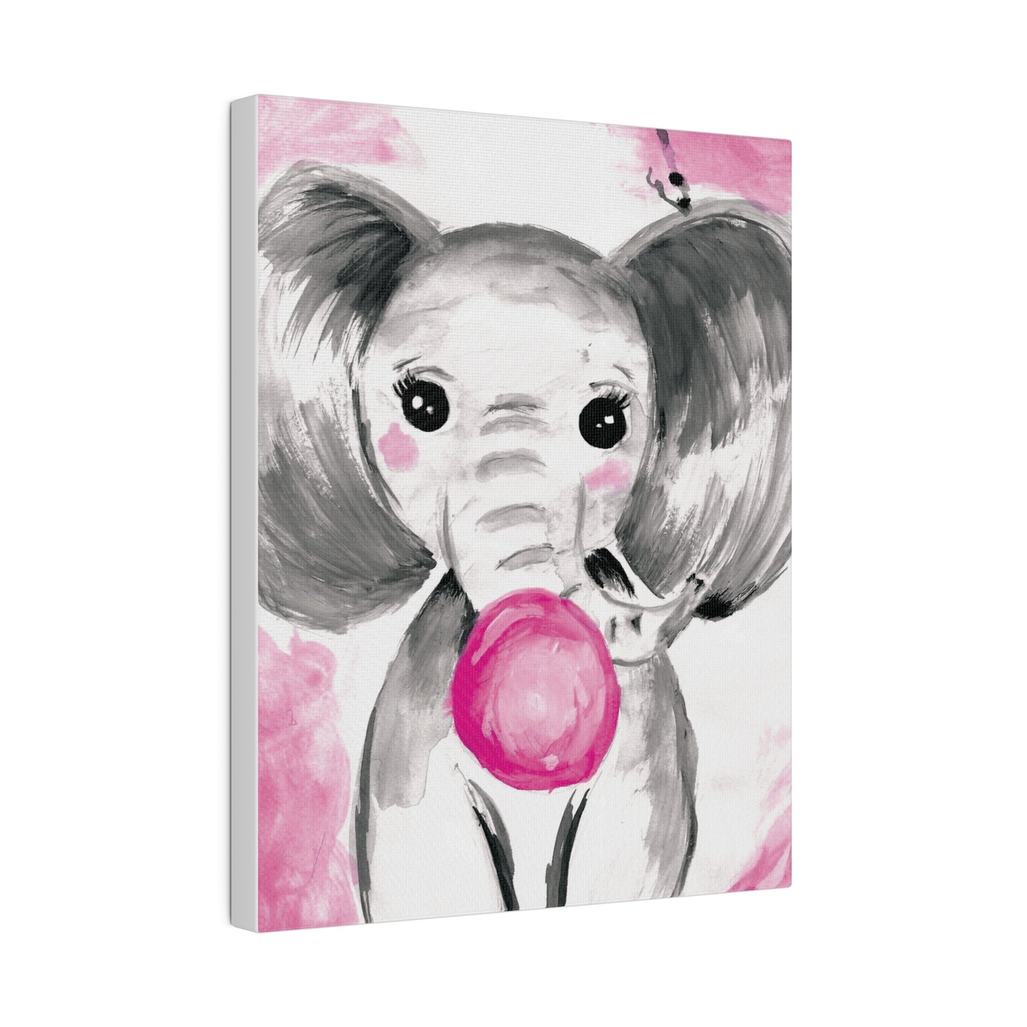 Little Elephant with pink bubblegum without AI - Matte Canvas, Stretched, 0.75"