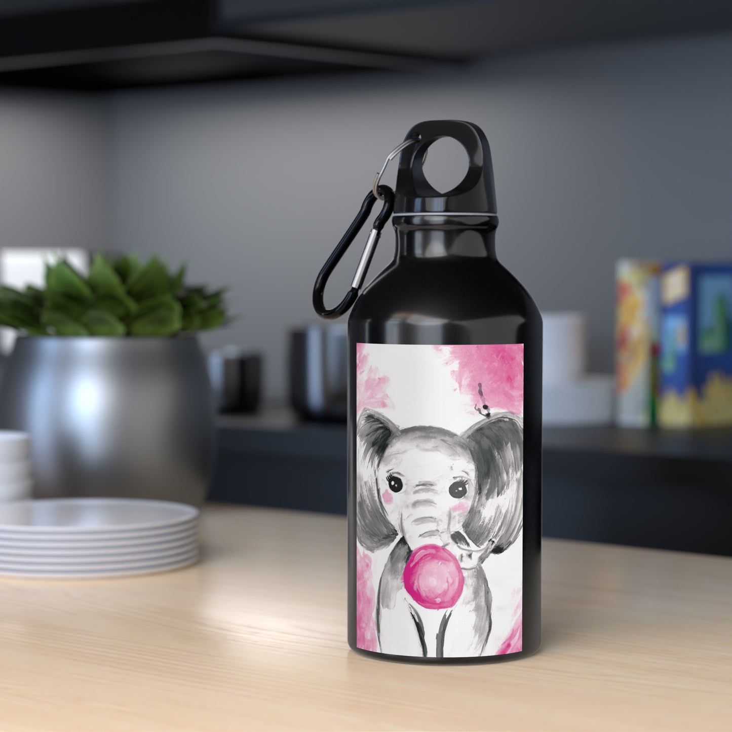 Little Elephant with pink bubblegum without AI - Oregon Sport Bottle