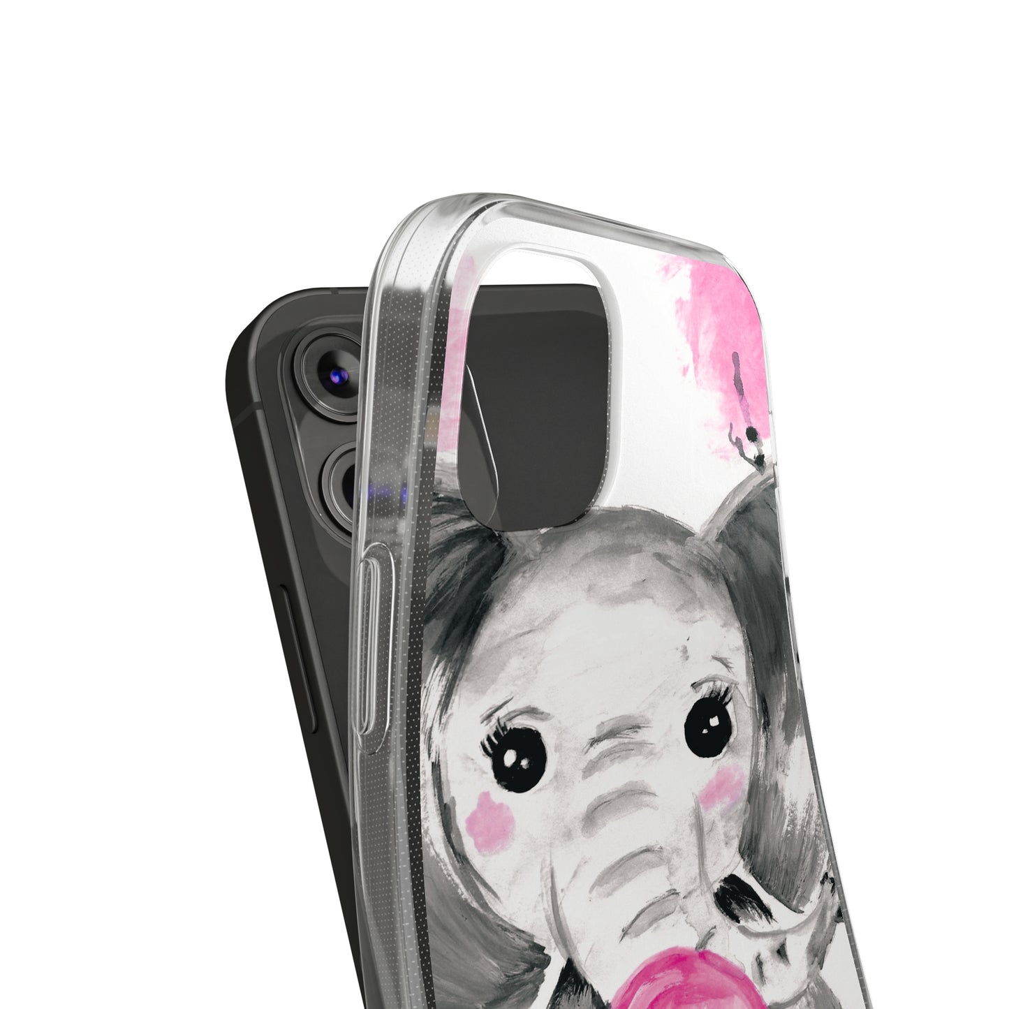 Little Elephant with pink bubblegum without AI - Soft Phone Cases