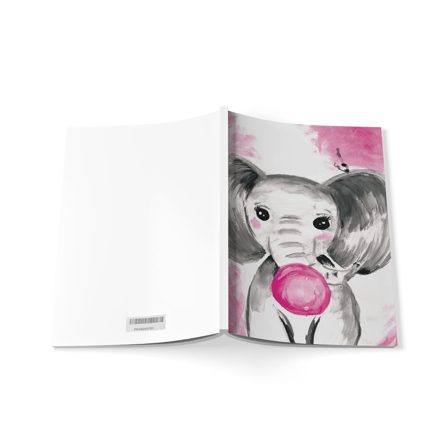 Copy of Little Elephant with pink bubblegum without AI - Softcover Notebook, A5