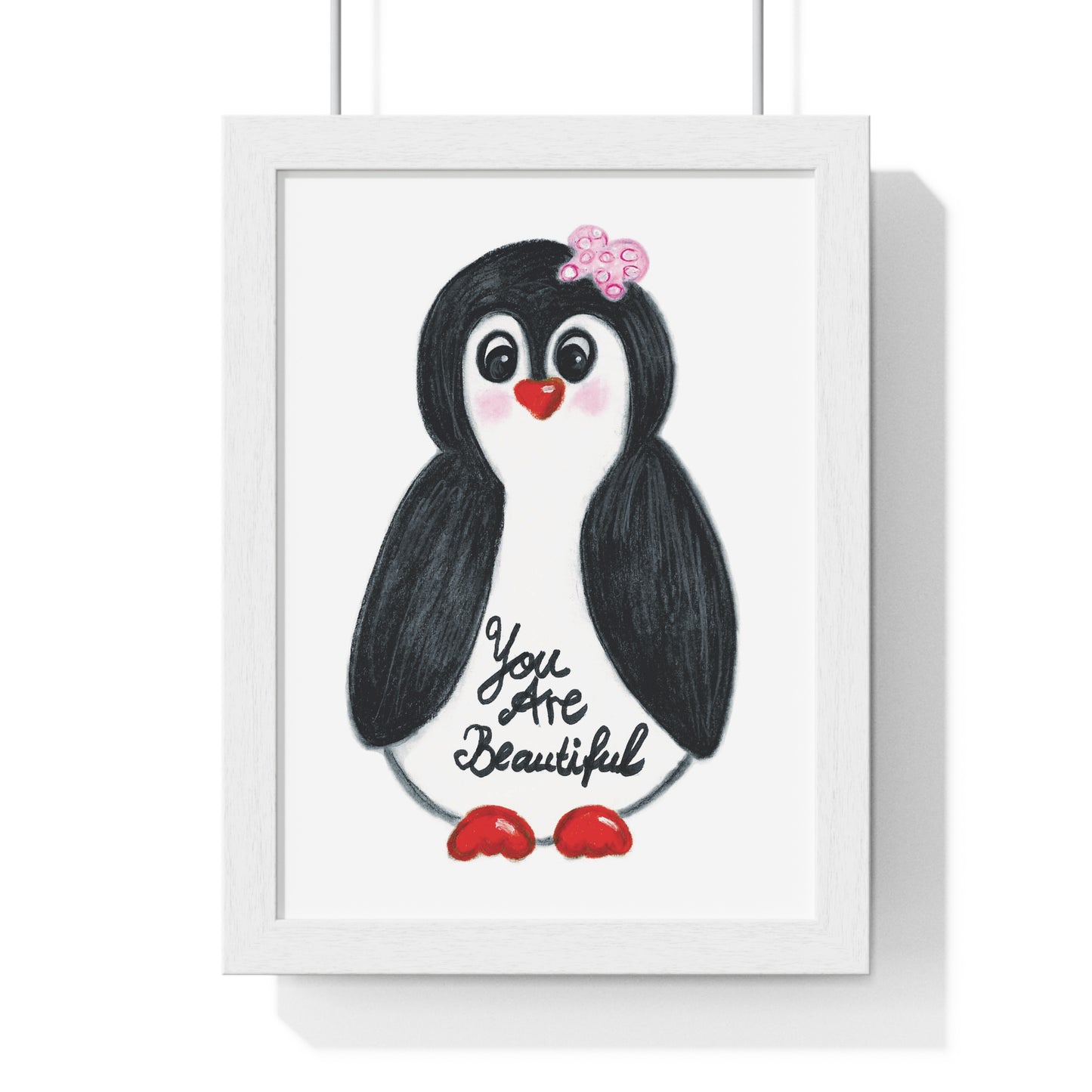 Little penguin beautiful - Vertical Framed Poster