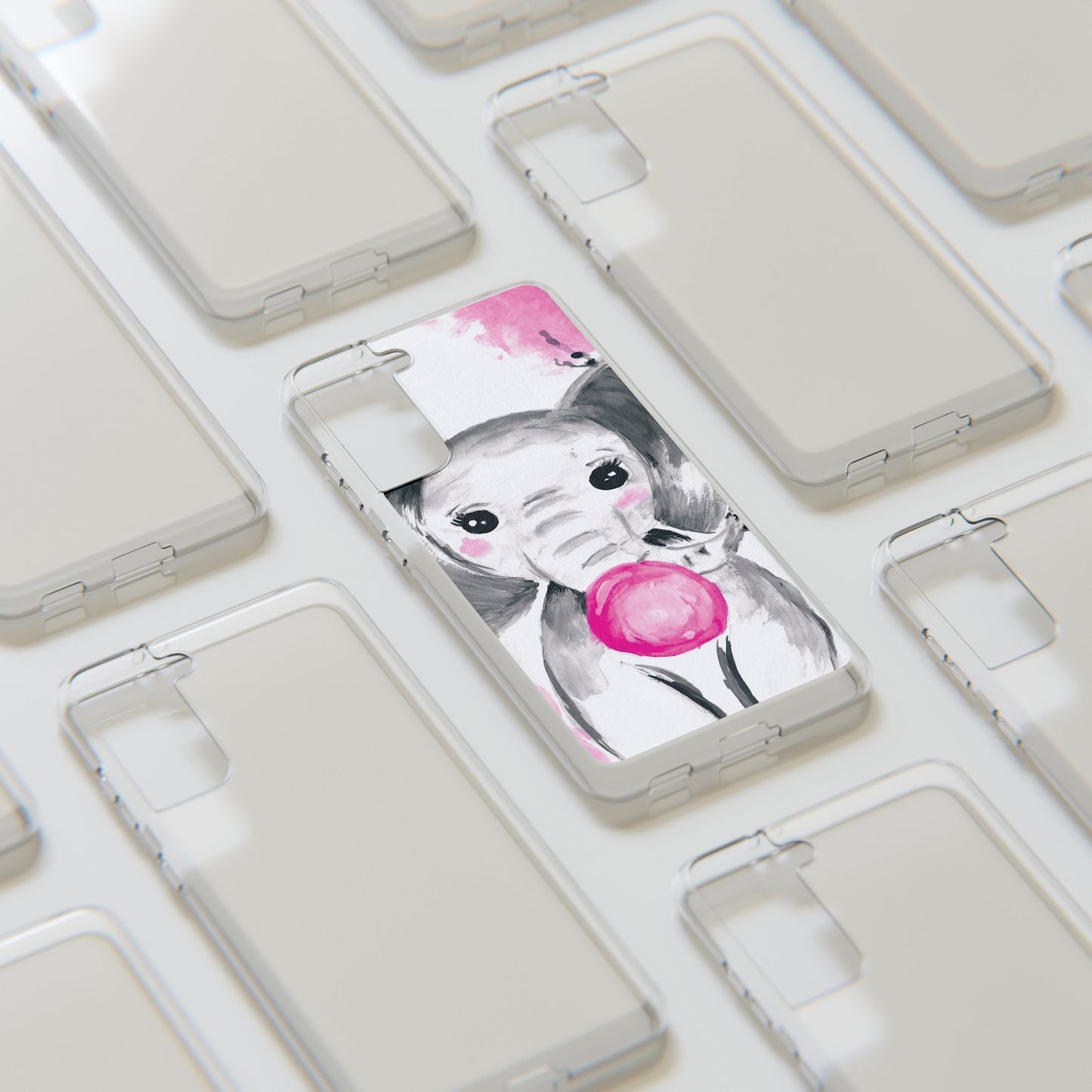 Little Elephant with pink bubblegum without AI - Soft Phone Cases