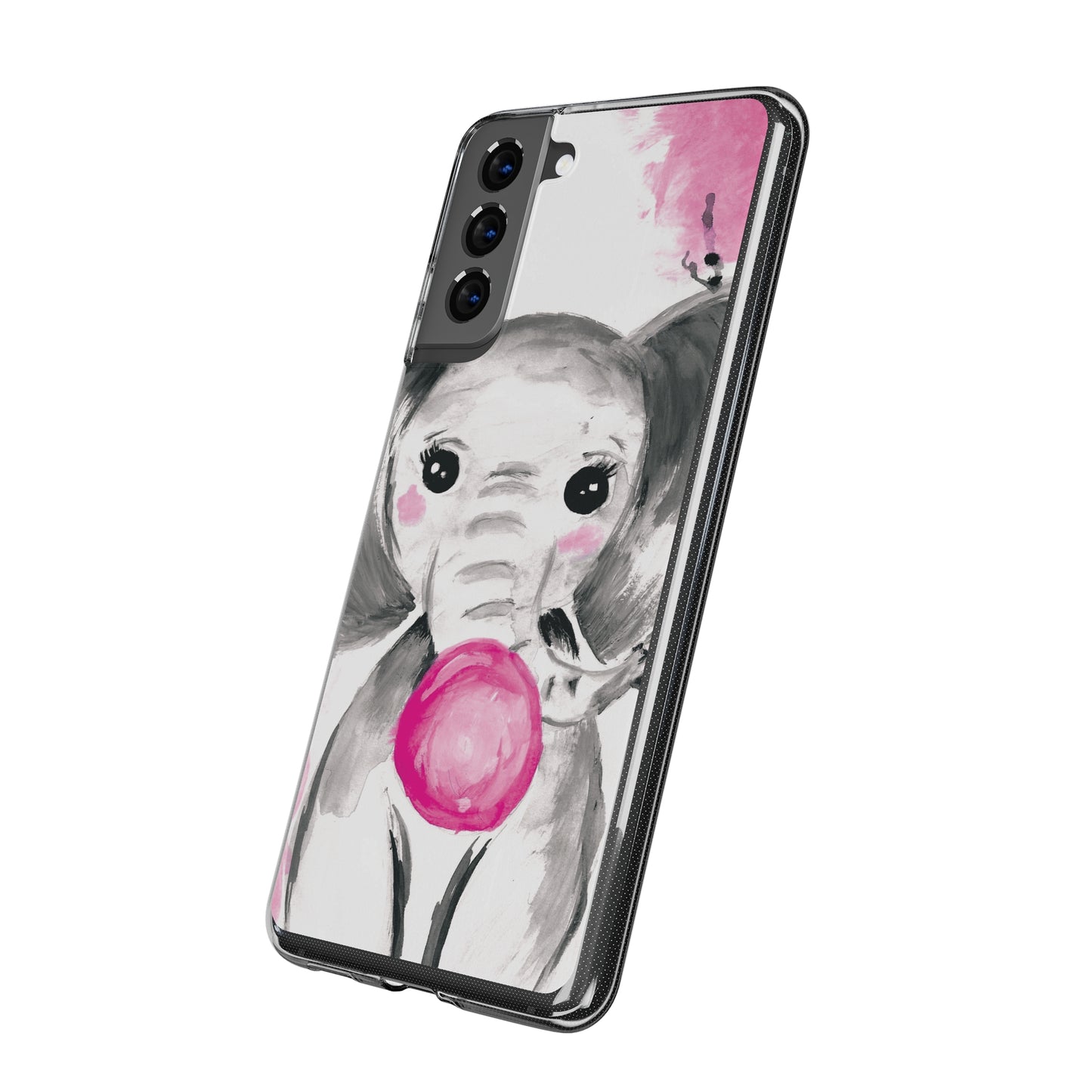 Little Elephant with pink bubblegum without AI - Soft Phone Cases