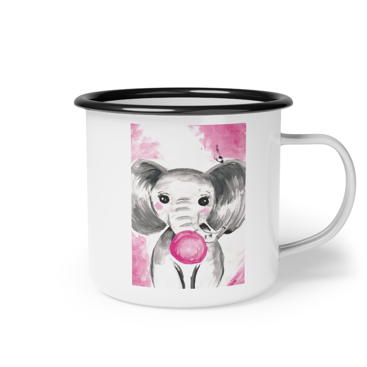 Little Elephant with pink bubblegum without AI - Enamel Camp Cup