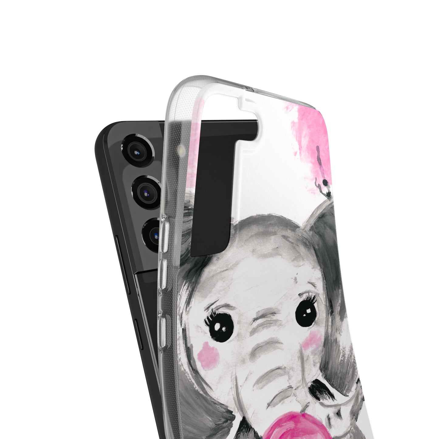 Little Elephant with pink bubblegum without AI - Soft Phone Cases