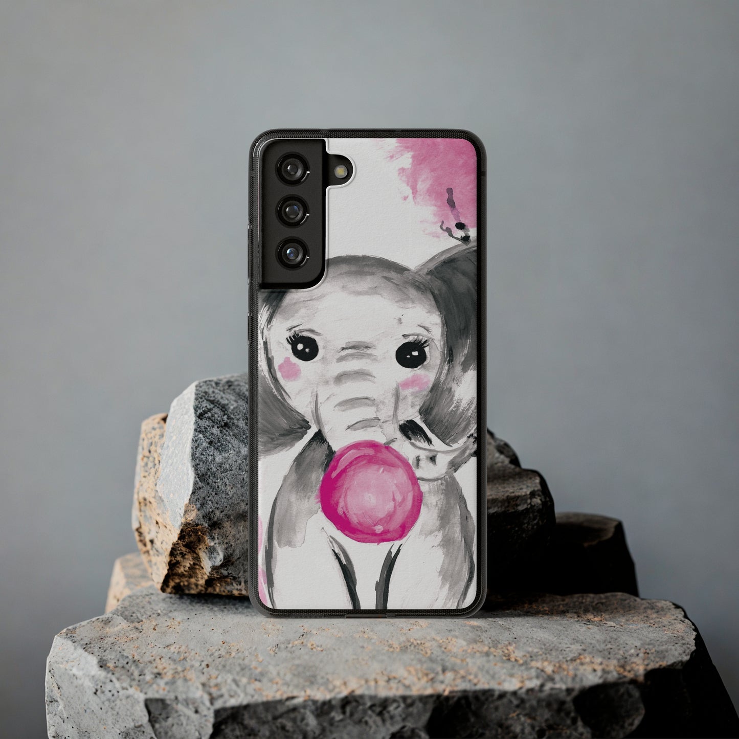 Little Elephant with pink bubblegum without AI - Soft Phone Cases