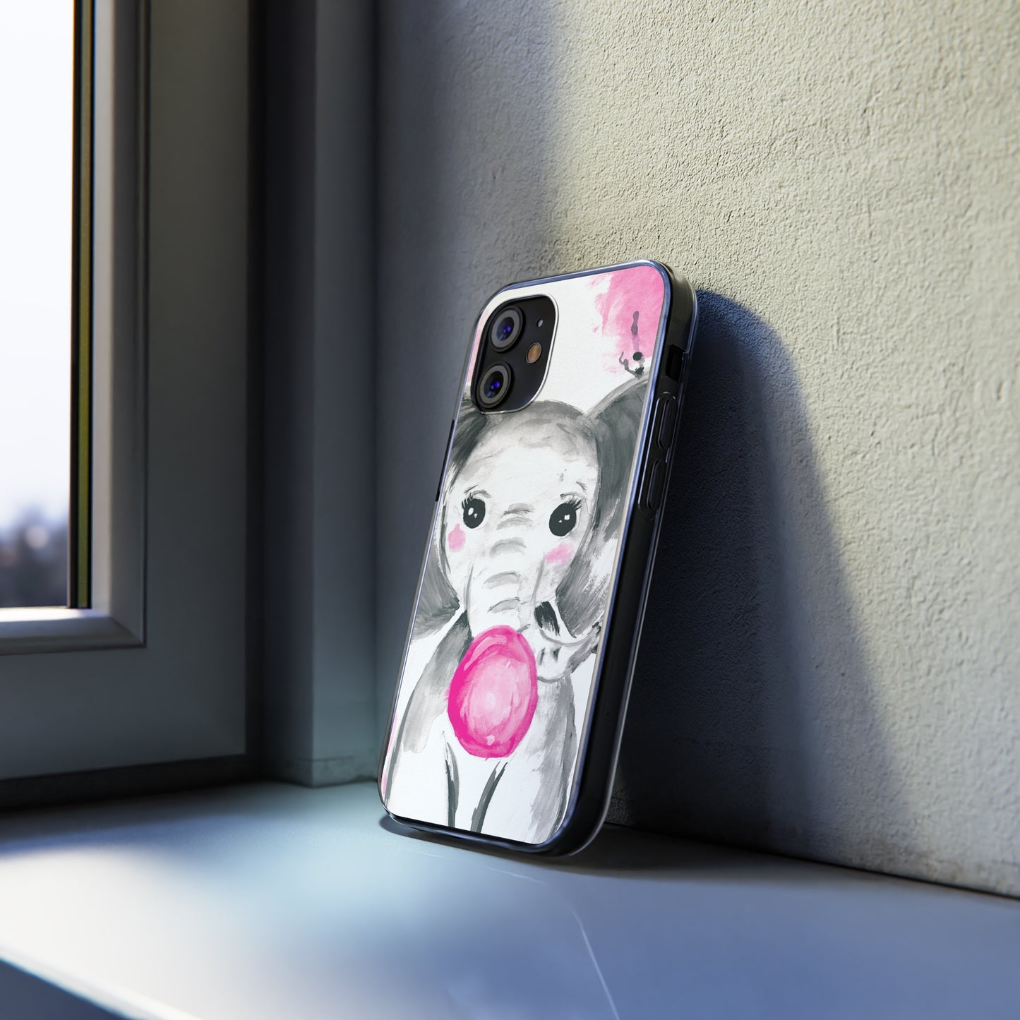Little Elephant with pink bubblegum without AI - Soft Phone Cases