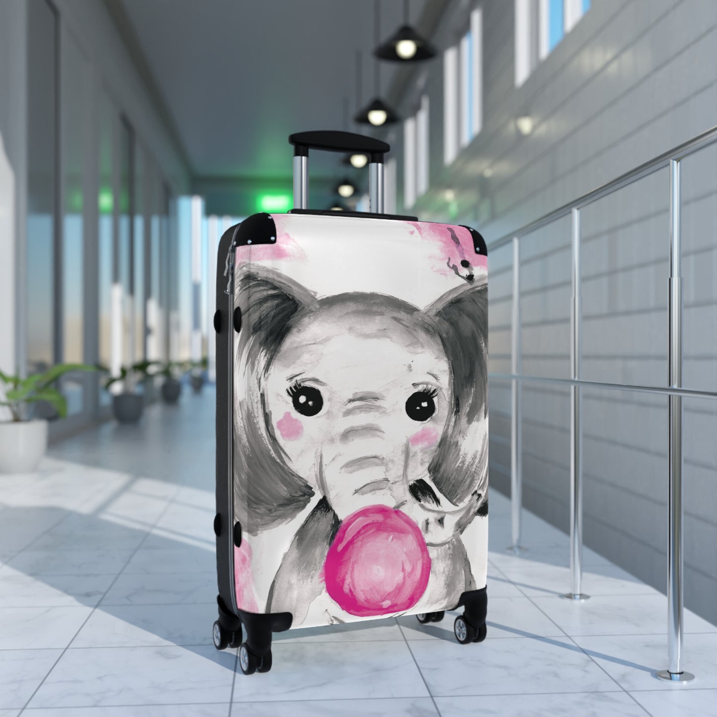 Little Elephant with pink bubblegum without AI - Suitcases