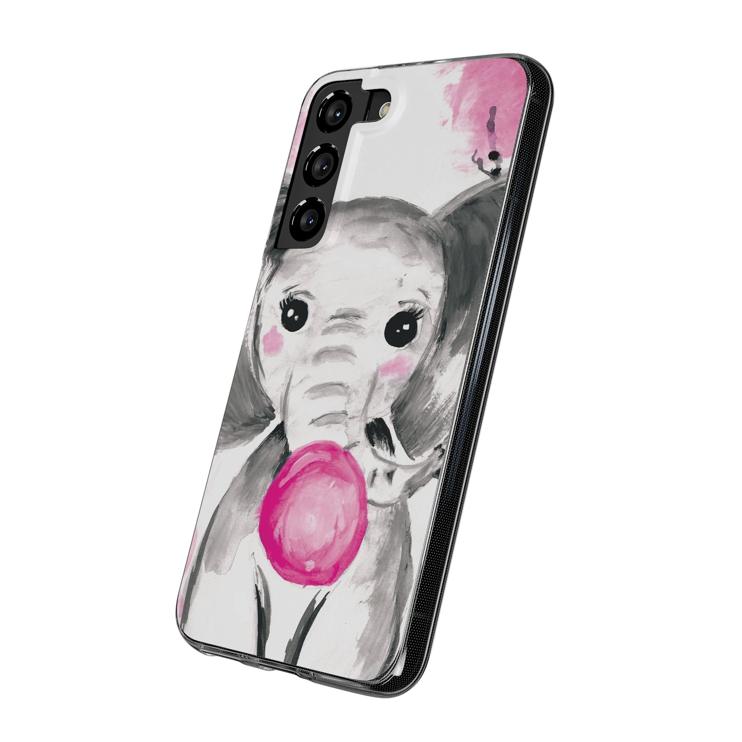 Little Elephant with pink bubblegum without AI - Soft Phone Cases