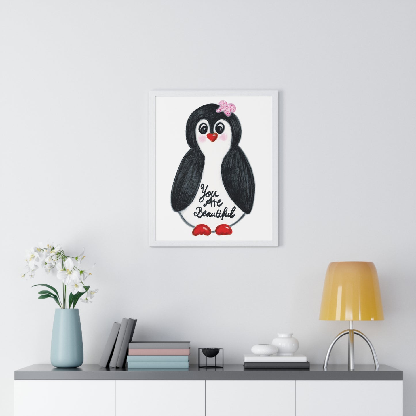 Little penguin beautiful - Vertical Framed Poster