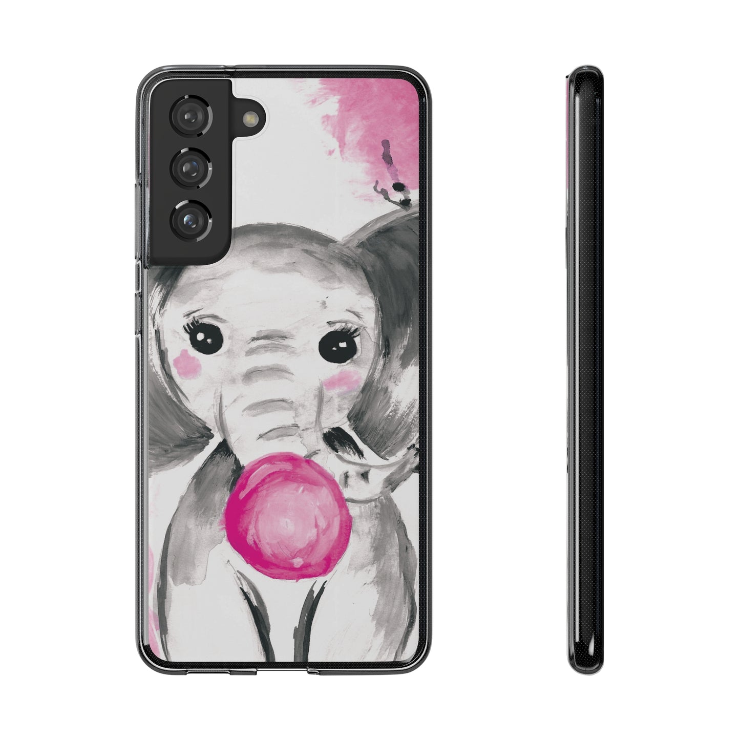 Little Elephant with pink bubblegum without AI - Soft Phone Cases