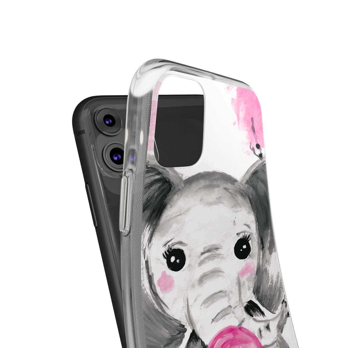 Little Elephant with pink bubblegum without AI - Soft Phone Cases