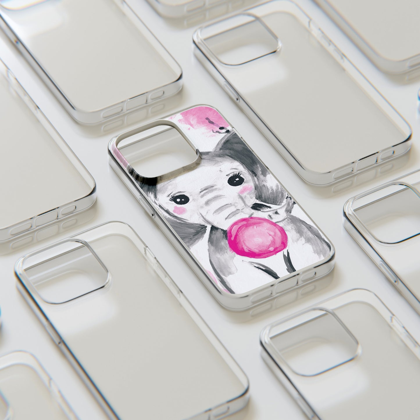 Little Elephant with pink bubblegum without AI - Soft Phone Cases