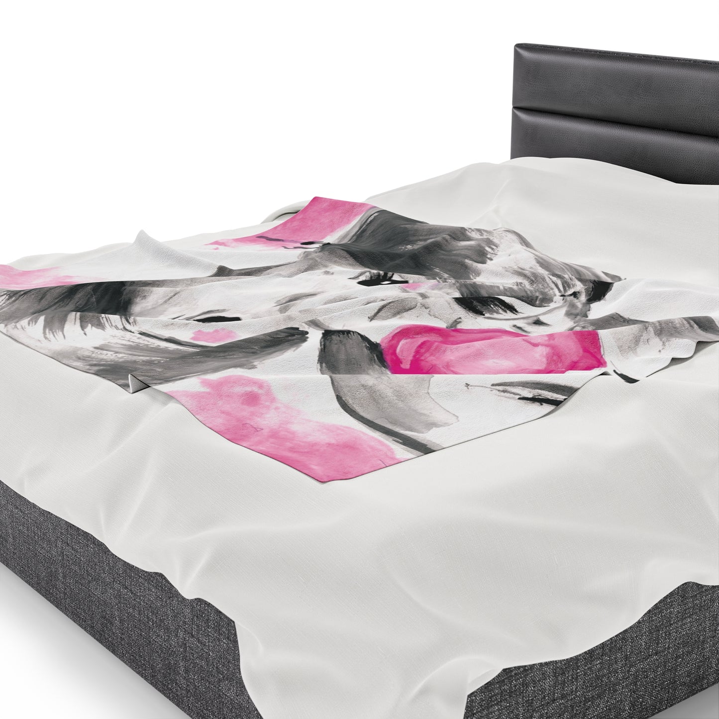 Little Elephant with pink bubblegum without AI - Velveteen Plush Blanket