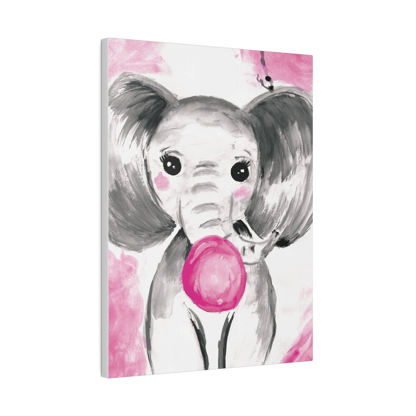 Little Elephant with pink bubblegum without AI - Matte Canvas, Stretched, 0.75"